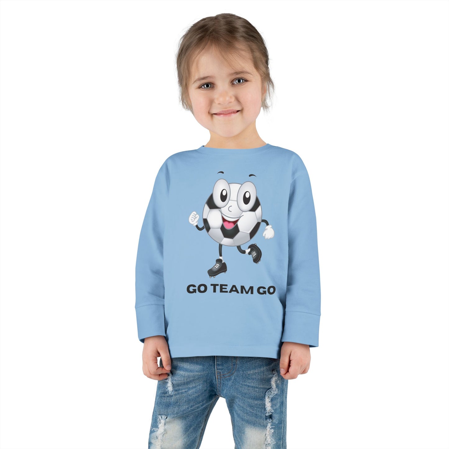 Toddler Long Sleeve Tee — 'Go Team Go' Cute Soccer Ball Kids Shirt