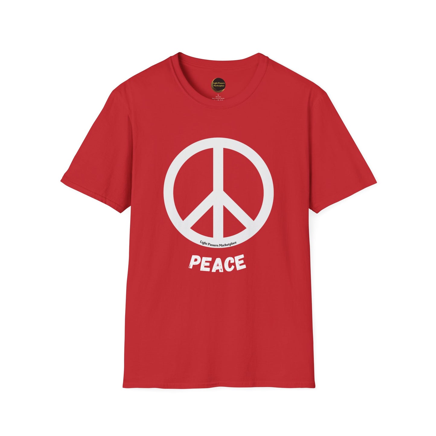 Light Passers Marketplace Peace Sign Unisex Soft T-Shirt Simple Messages, Mental Health