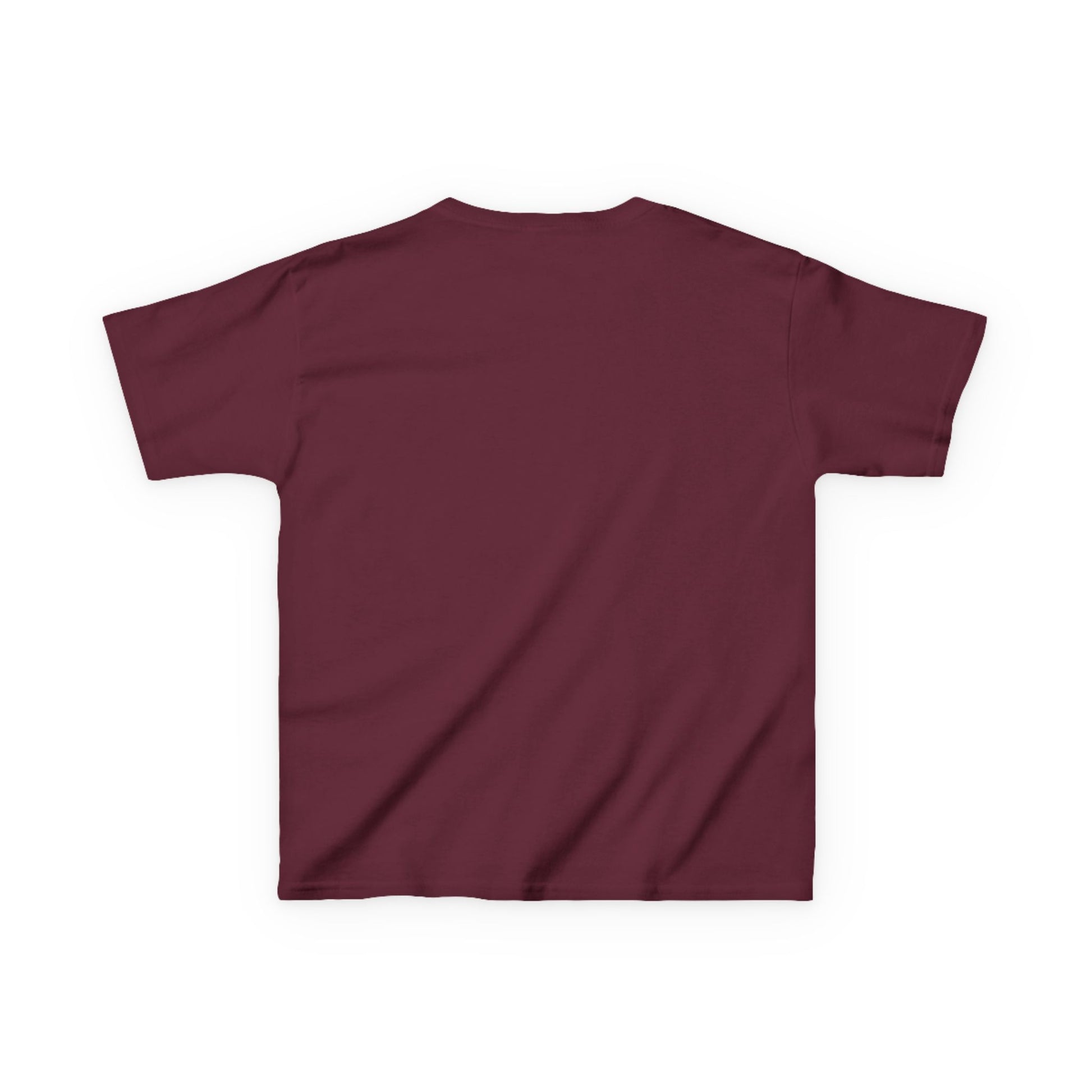 Teams Hit the Light T-shirt Youth, back view in burgundy, featuring durable shoulder twill tape and a curl-resistant collar for everyday comfort.