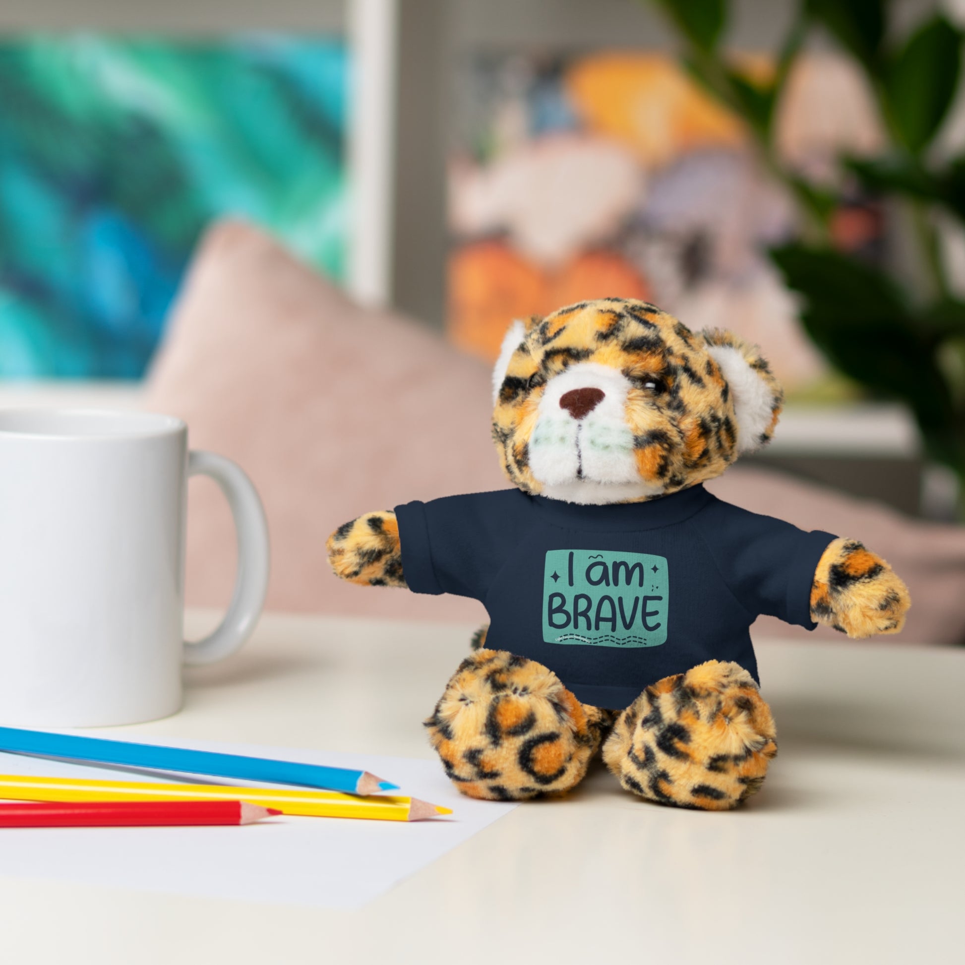Cool Stuff Stuffies: Adorable stuffed animal with a removable I am Brave tee, perfect for comfort and decor. Choose from six designs to personalize.