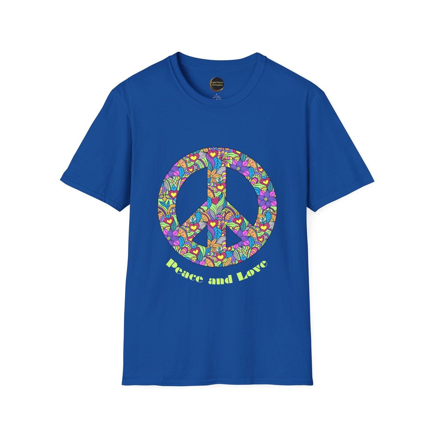 Peace Sign T-Shirt Adult Unisex— Colorful Floral 'Peace and Love' Graphic Tee