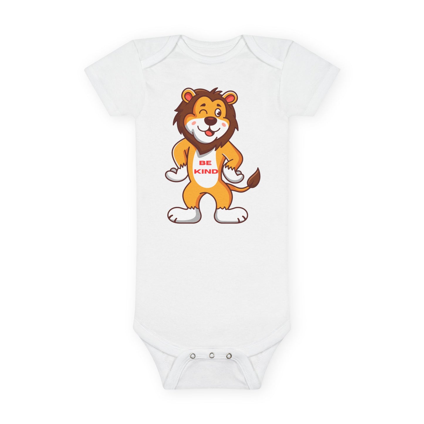 Be Kind Lion Onesie Organic Baby Bodysuit