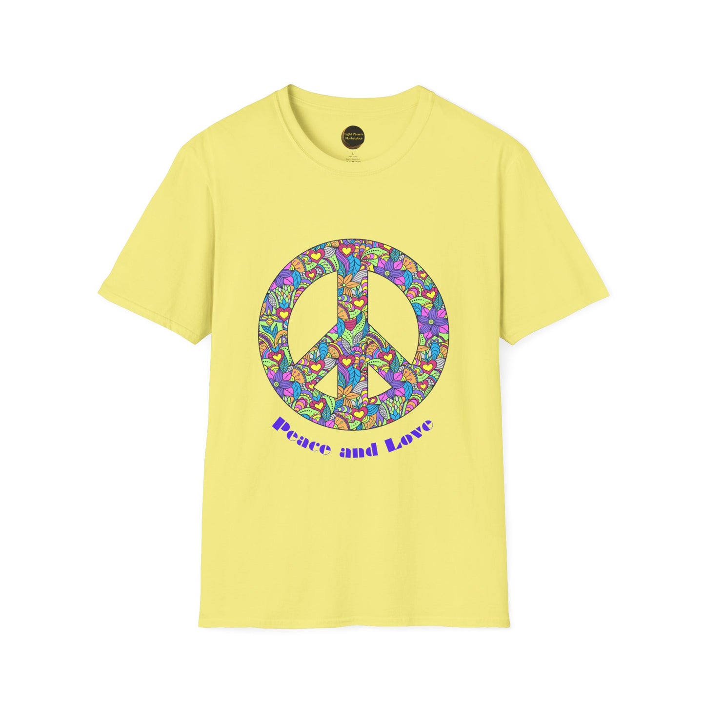 Peace Sign T-Shirt Adult Unisex— Colorful Floral 'Peace and Love' Graphic Tee