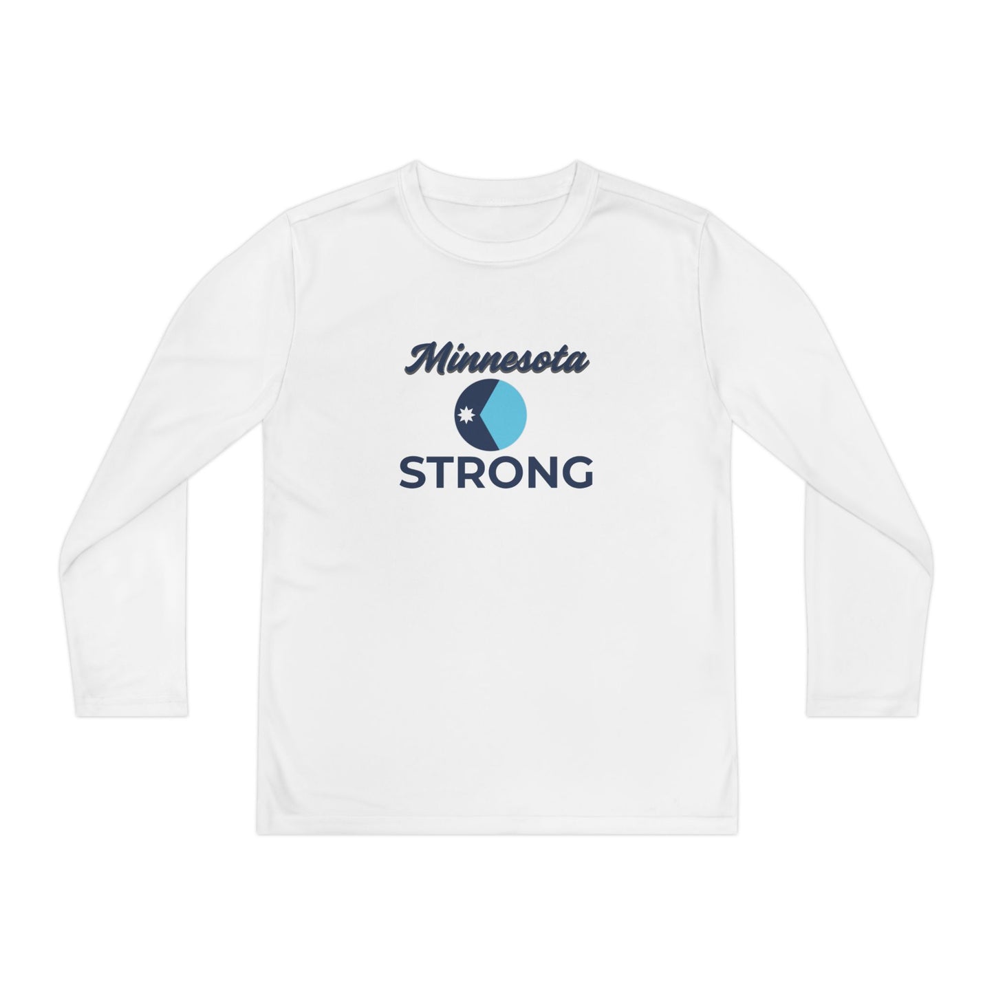 Love and Peace The Light Youth Minnesota Strong Long Sleeve Tee features Minnesota Strong emblem, promoting youth civic courage and regional pride.