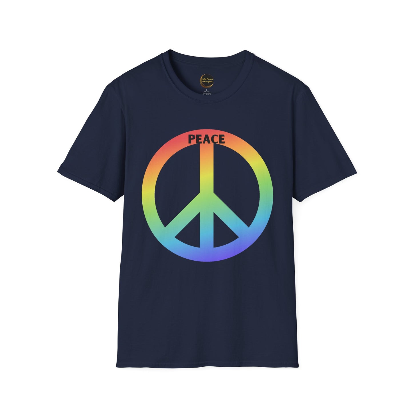Adult Unisex Peace Rainbow T-Shirt — Retro Peace Sign Graphic Tee