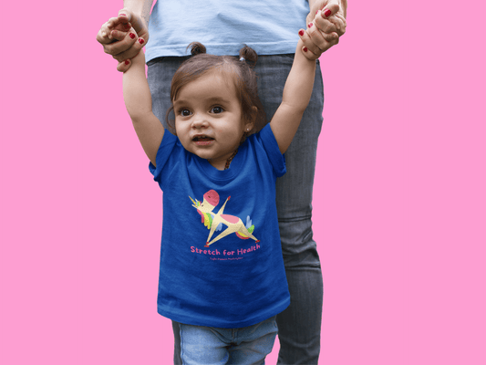 A child in a Unicorn Stretch Baby T-shirt holding a woman's hand. Infant tee with side seams, ribbed knitting, and taped shoulders for comfort and durability.