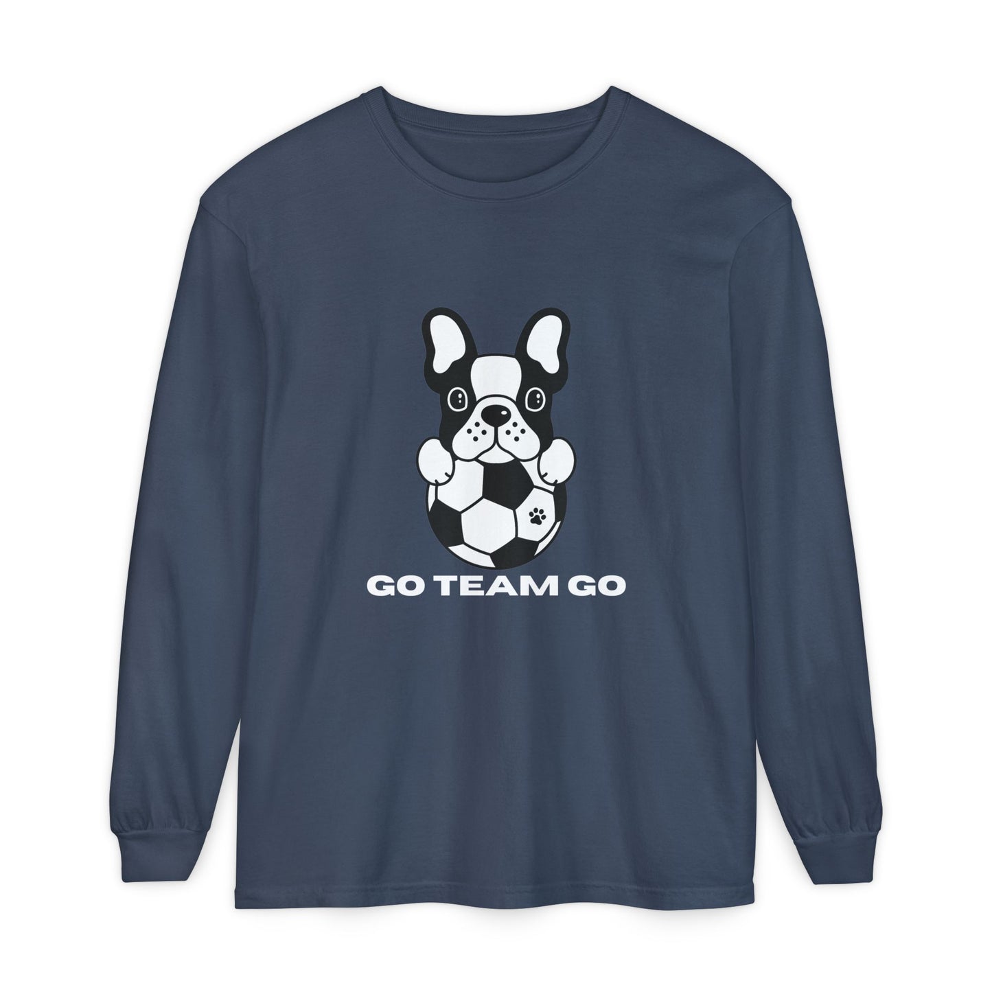Teams Soccer Dog Adult Unisex Garment-dyed Long Sleeve T-shirt