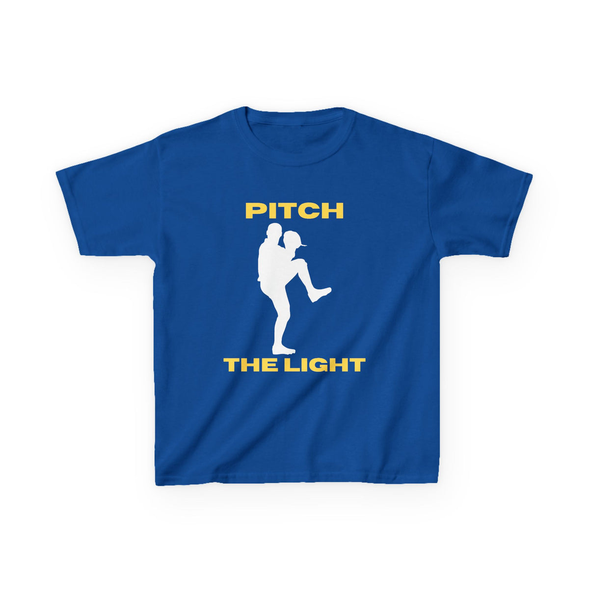 Kids/Youth 'Pitch the Light' Yellow text Baseball Tee