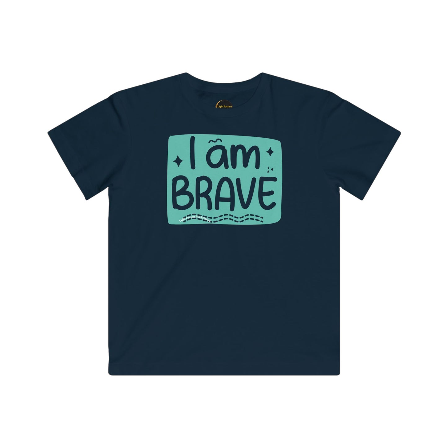 Love and Peace-'I am Brave' Toddler T-shirt with empowering message, made of soft, light cotton blend, ideal for young, fearless children.