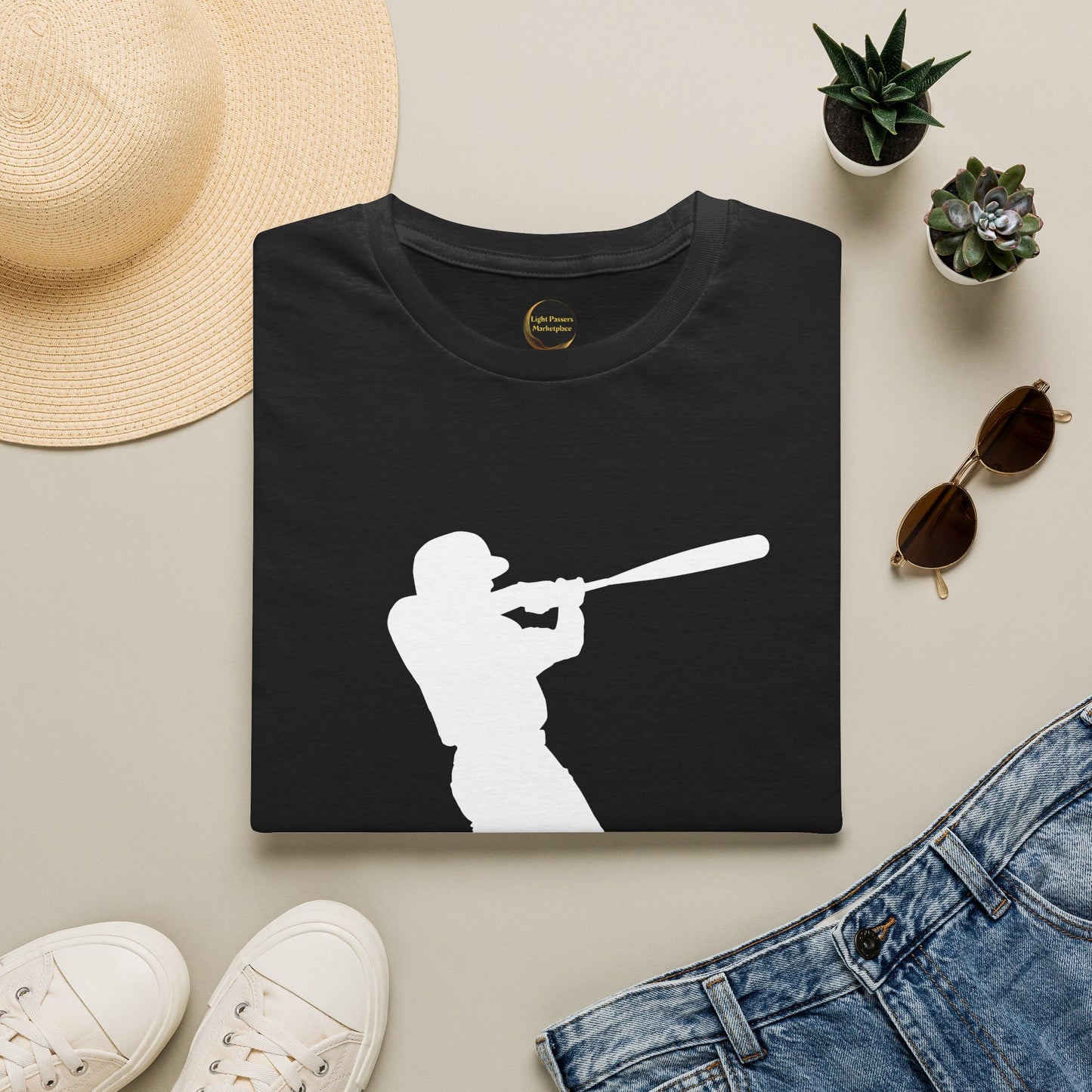 Adult Unisex T-shirt Hit the Light – Teamwork at Full Swing with white lettering