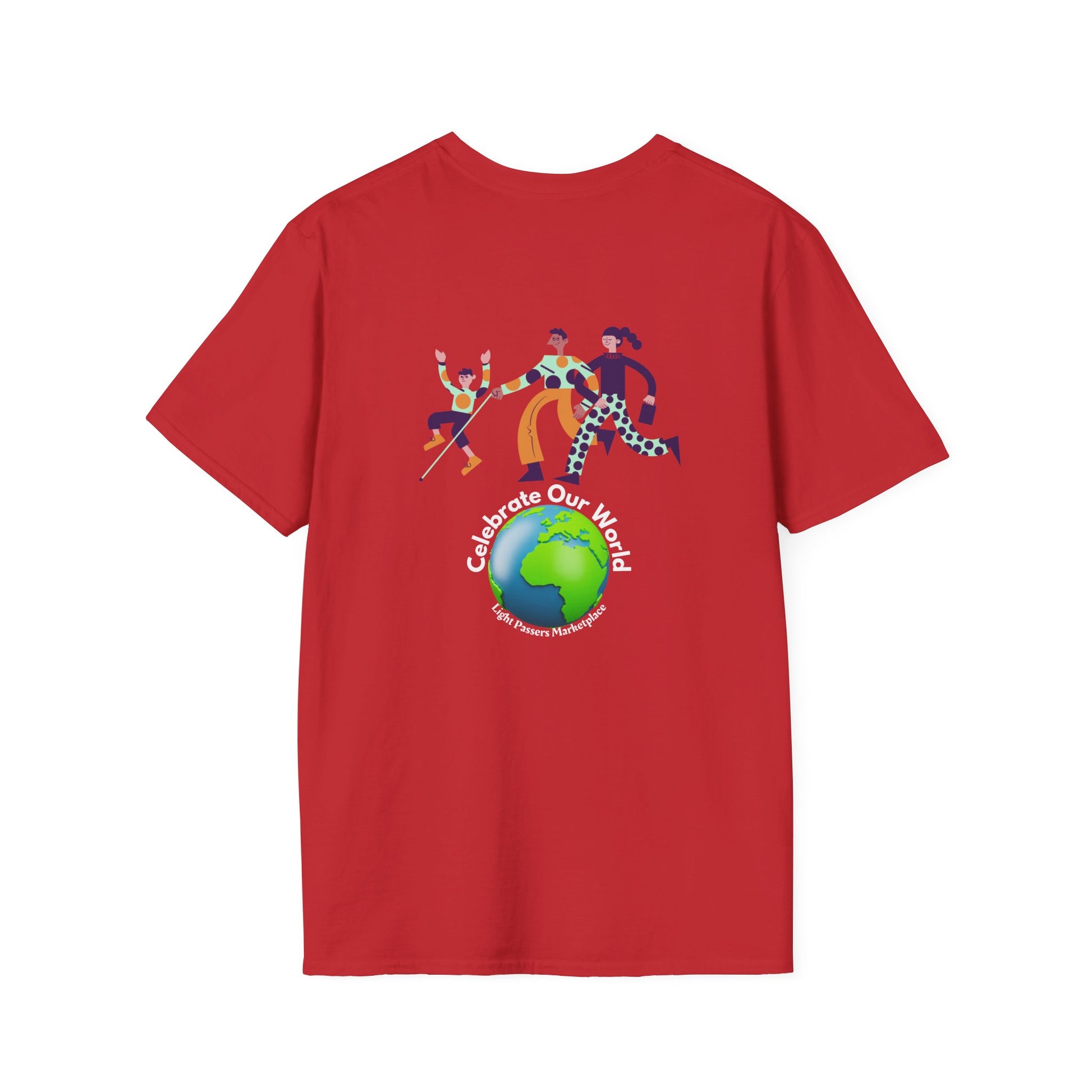 Unisex red t-shirt featuring a clown graphic. 100% ring-spun cotton, lightweight (4.5 oz/yd²), ribbed crew neckline, tear-away label, ethically sourced US cotton. No side seams, twill tape shoulders for durability.