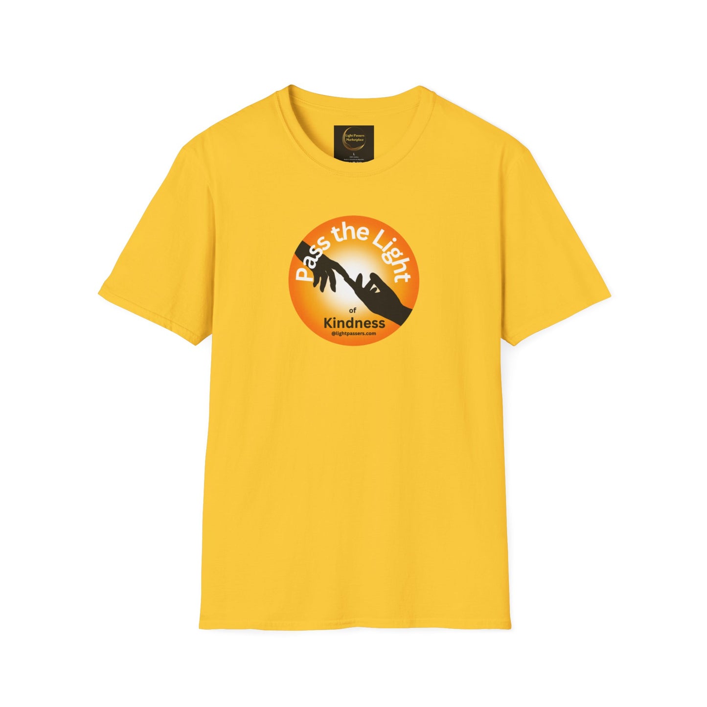 Light Passers Marketplace Golden Ball Pass the Light Unisex Gildan Soft Cotton T-shirt Simple Messages
