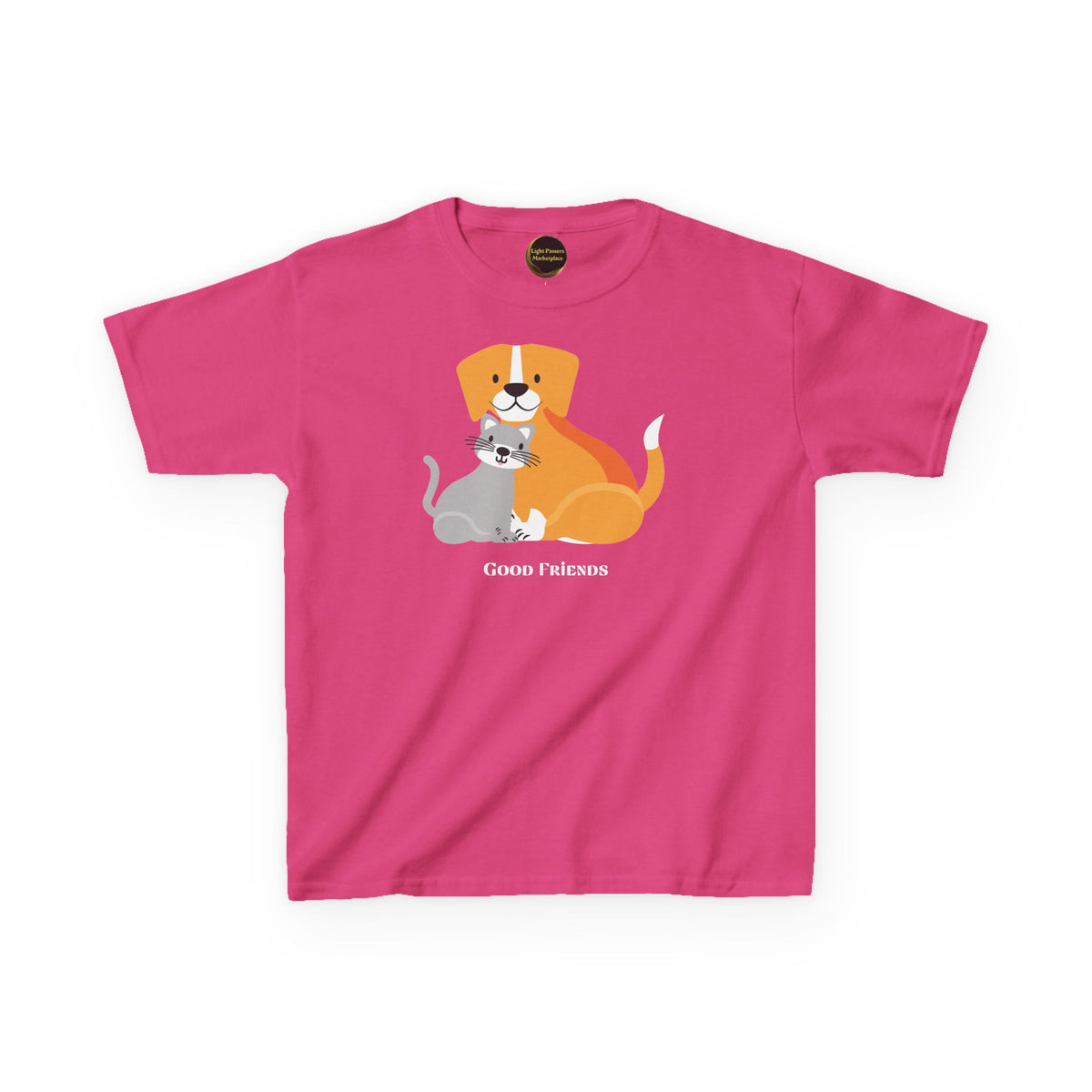 Kids T‑Shirt — "Good Friends" Dog & Cat Cute Graphic Tee for Children