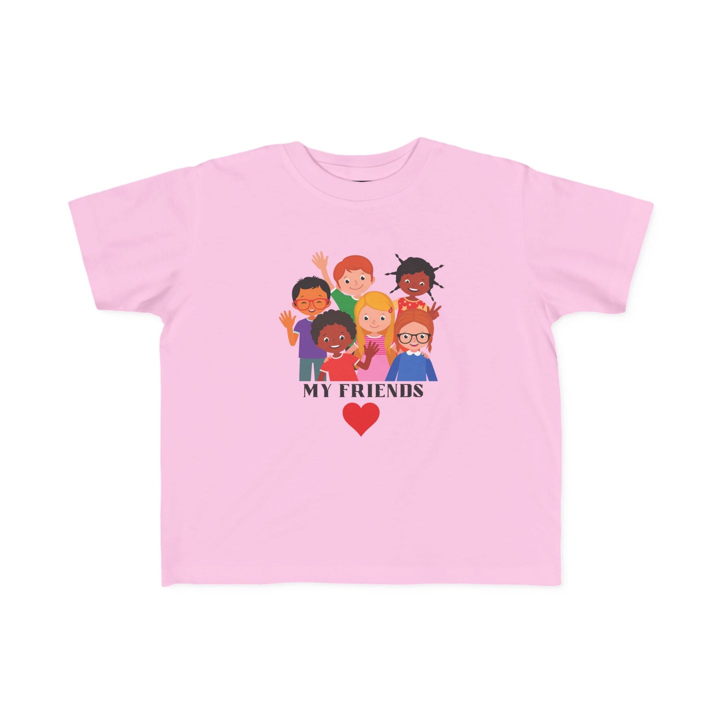 Love and Peace Toddler Tee — "My Friends" Diverse Kids Graphic with Heart