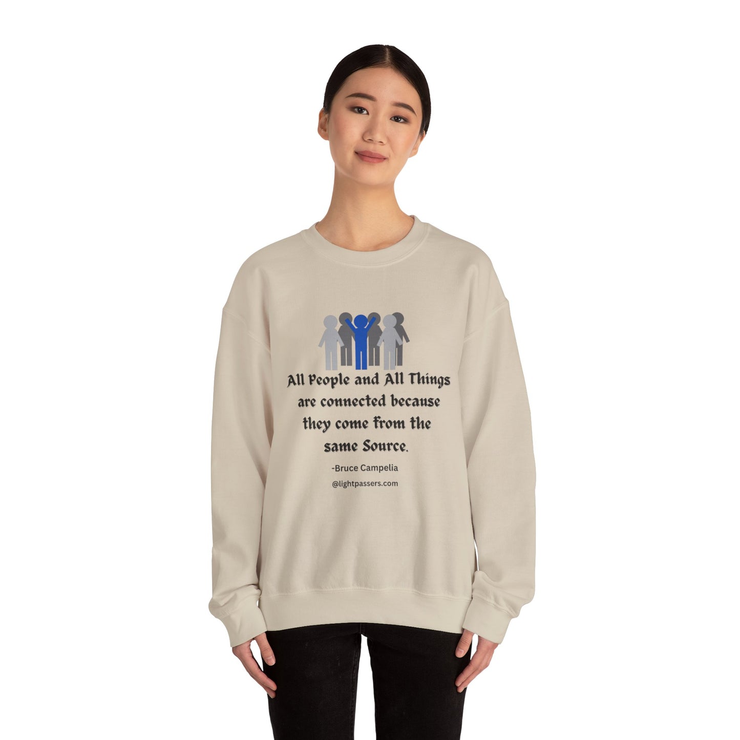 A unisex crewneck sweatshirt featuring a quote, made of 50% cotton and 50% polyester blend for comfort and durability. Ethically sourced and designed for a cozy, stylish fit.