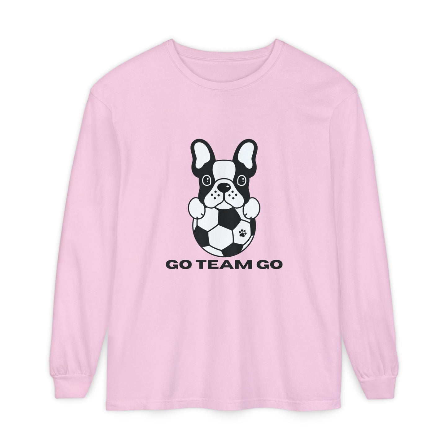 Teams Soccer Dog Adult Unisex Garment-dyed Long Sleeve T-shirt