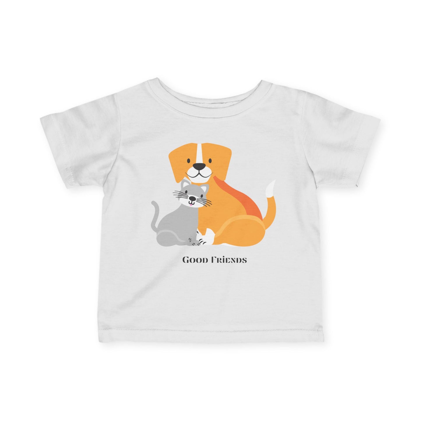Infant Tee — Cute Dog & Cat "Good Friends" Baby Shirt