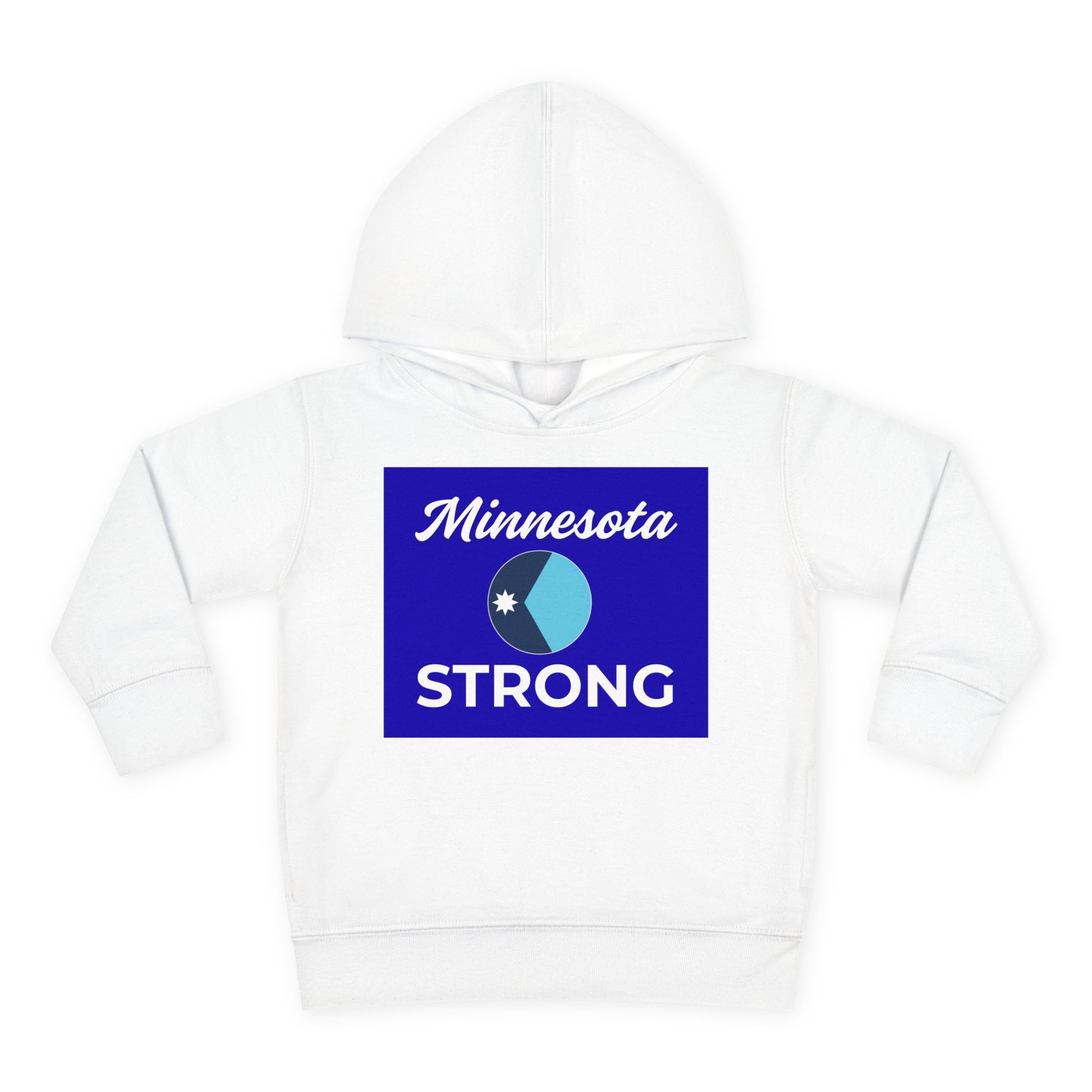 Toddler Hoodie — Minnesota Strong Blue State Pride Pullover featuring a bold blue graphic with Minnesota and STRONG text, ideal for cozy, everyday wear.