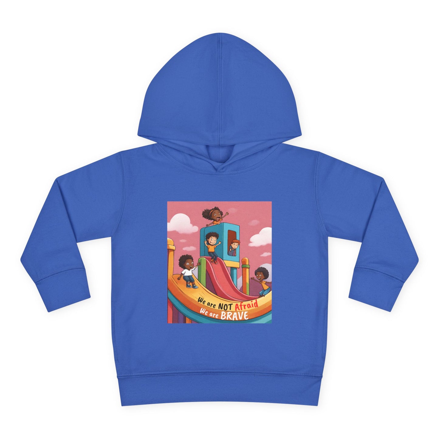 Toddler Hoodie — "We Are Not Afraid, We Are Brave" Rainbow Playground Design