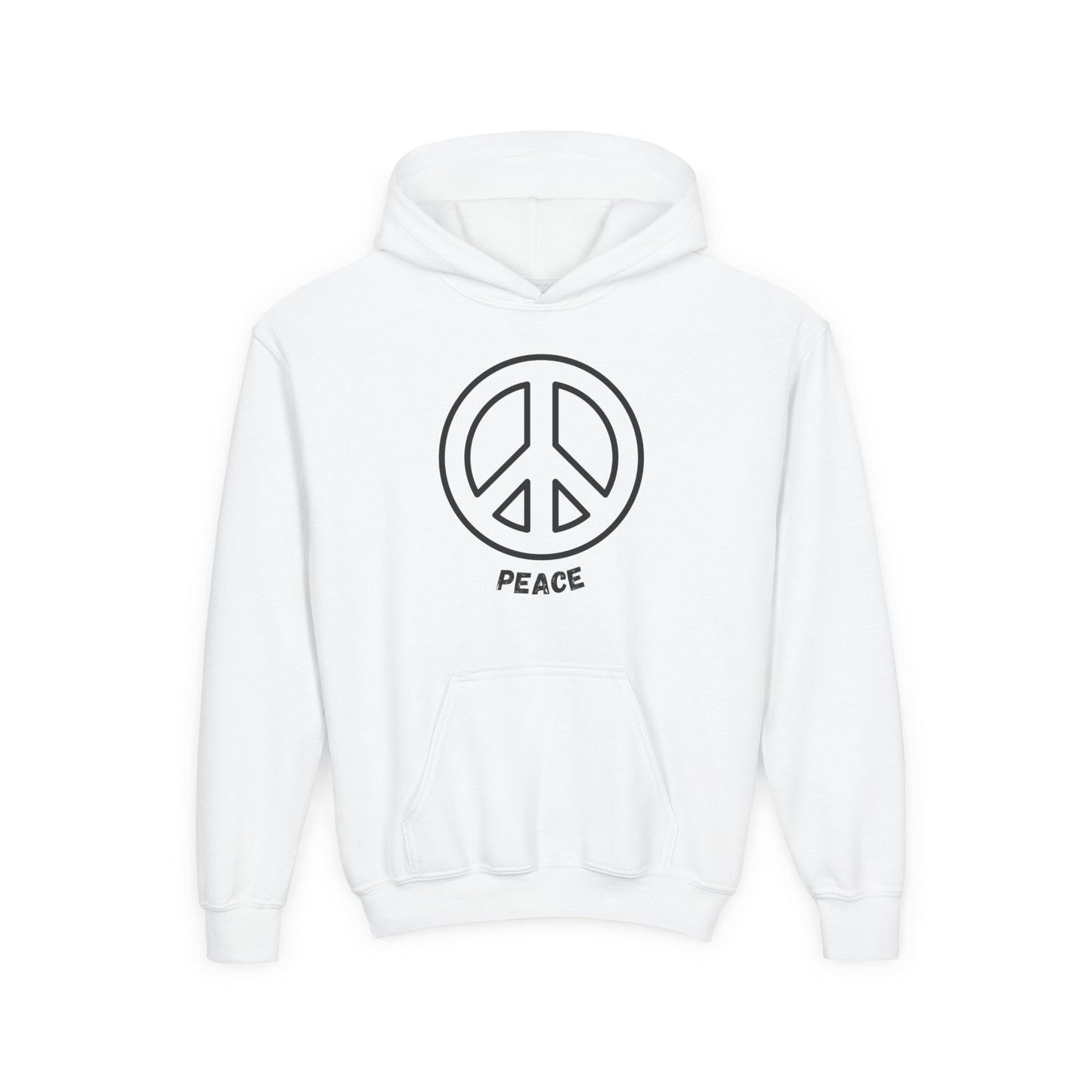 Youth Hooded Sweatshirt - Black Peace Sign