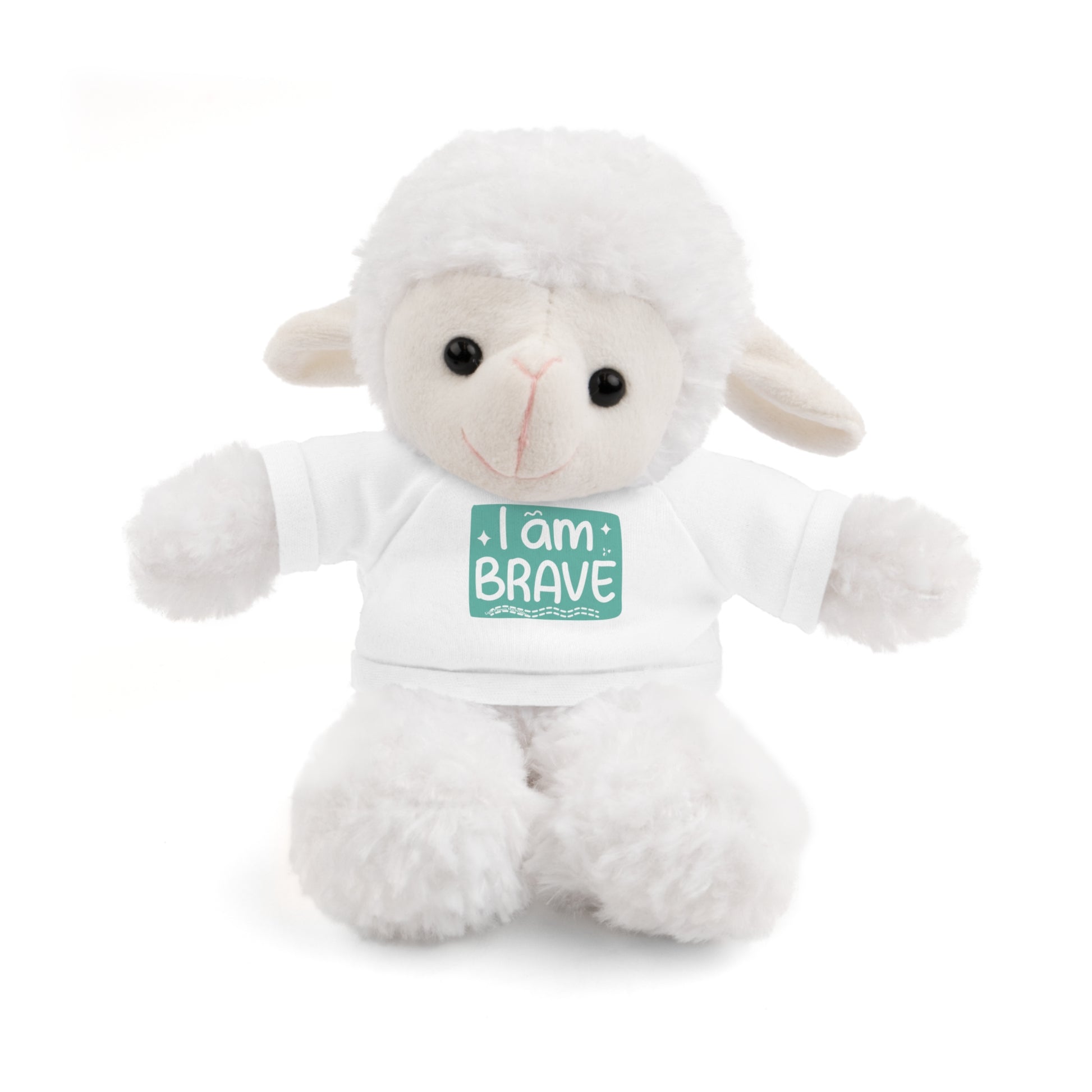 Stuffed animal with removable shirt, featuring I am Brave message; part of Cool Stuff Stuffies collection with six animal options for customization.