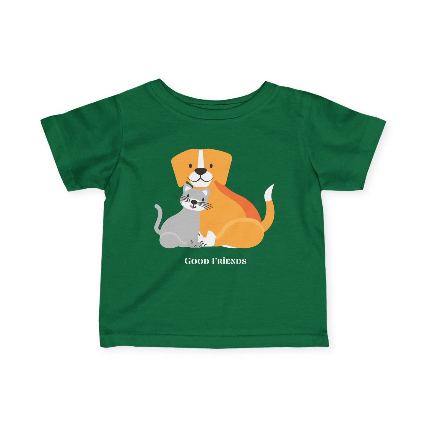 Infant Tee — Cute Dog & Cat "Good Friends" Baby Shirt