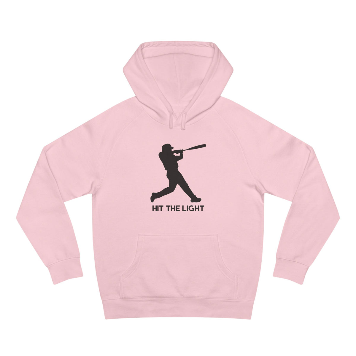 Adult Unisex Baseball Hoodie — 'Hit the Light' Male Batter Silhouette Pullover