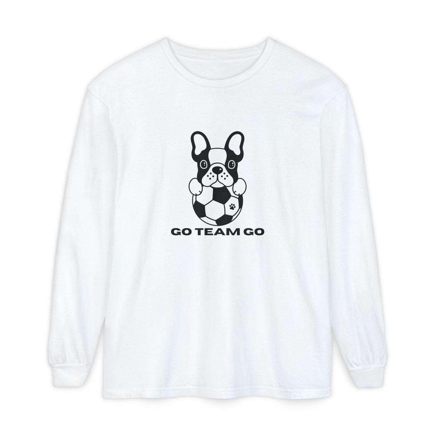 Teams Soccer Dog Adult Unisex Garment-dyed Long Sleeve T-shirt