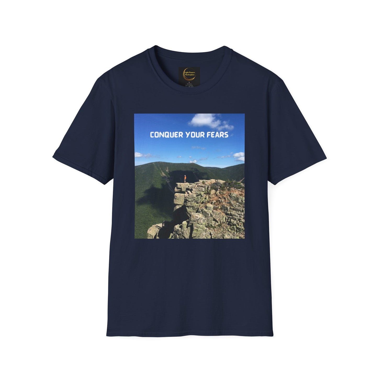Adult Unisex T-Shirt — "Conquer Your Fears" Scenic Motivational Tee
