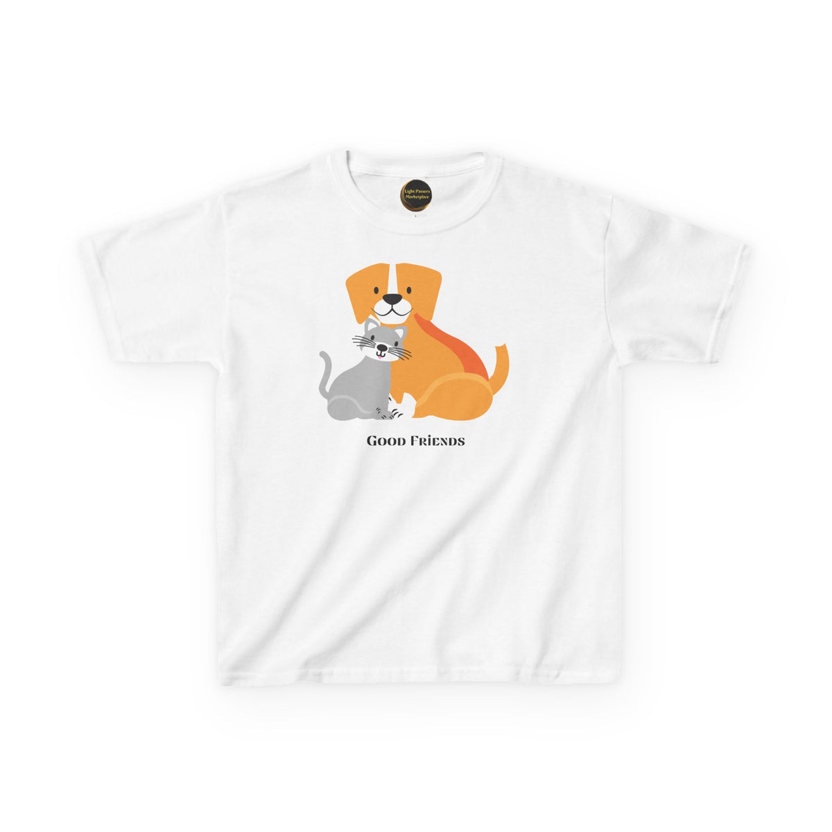 Kids T‑Shirt — "Good Friends" Dog & Cat Cute Graphic Tee for Children