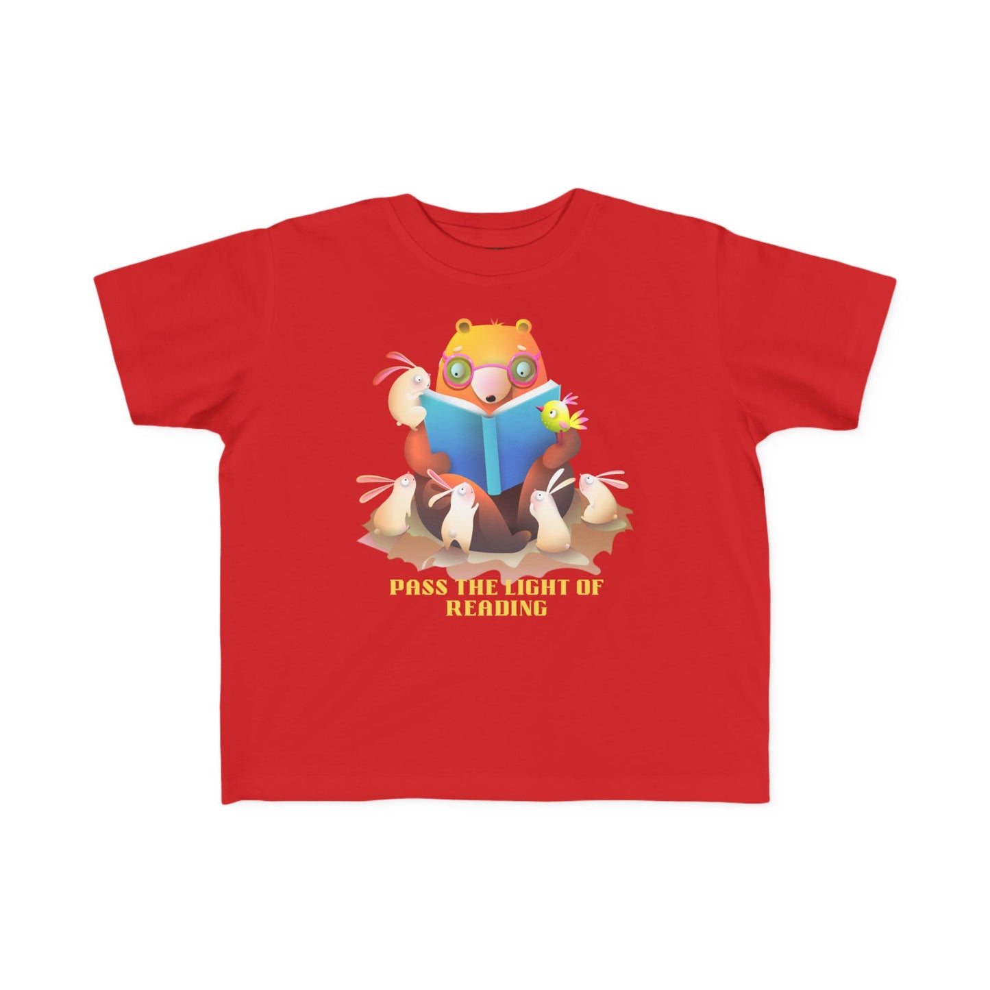 Toddler T-Shirt — Cute Reading Fox "Pass The Light Of Reading" Kids Tee