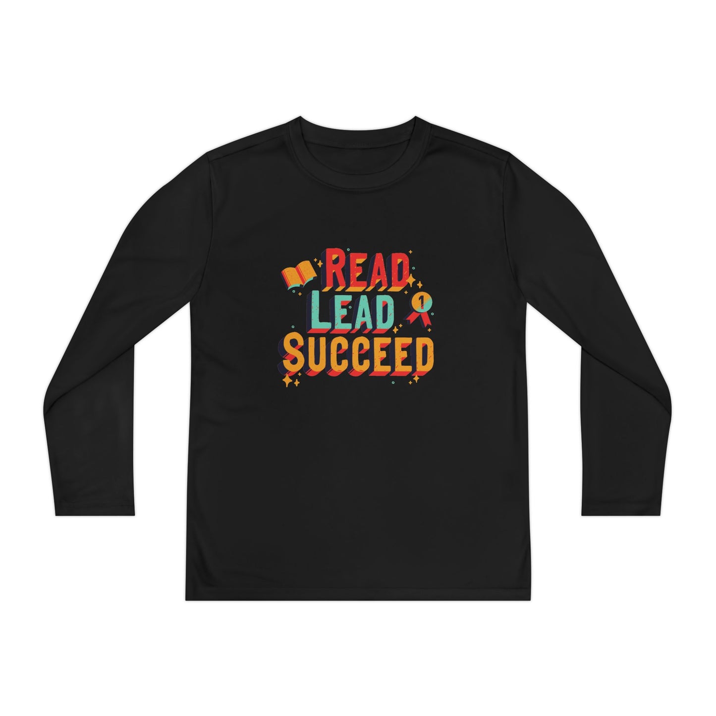 Read Lead Succeed Youth Long Sleeve Tee — Motivational Kids School Shirt