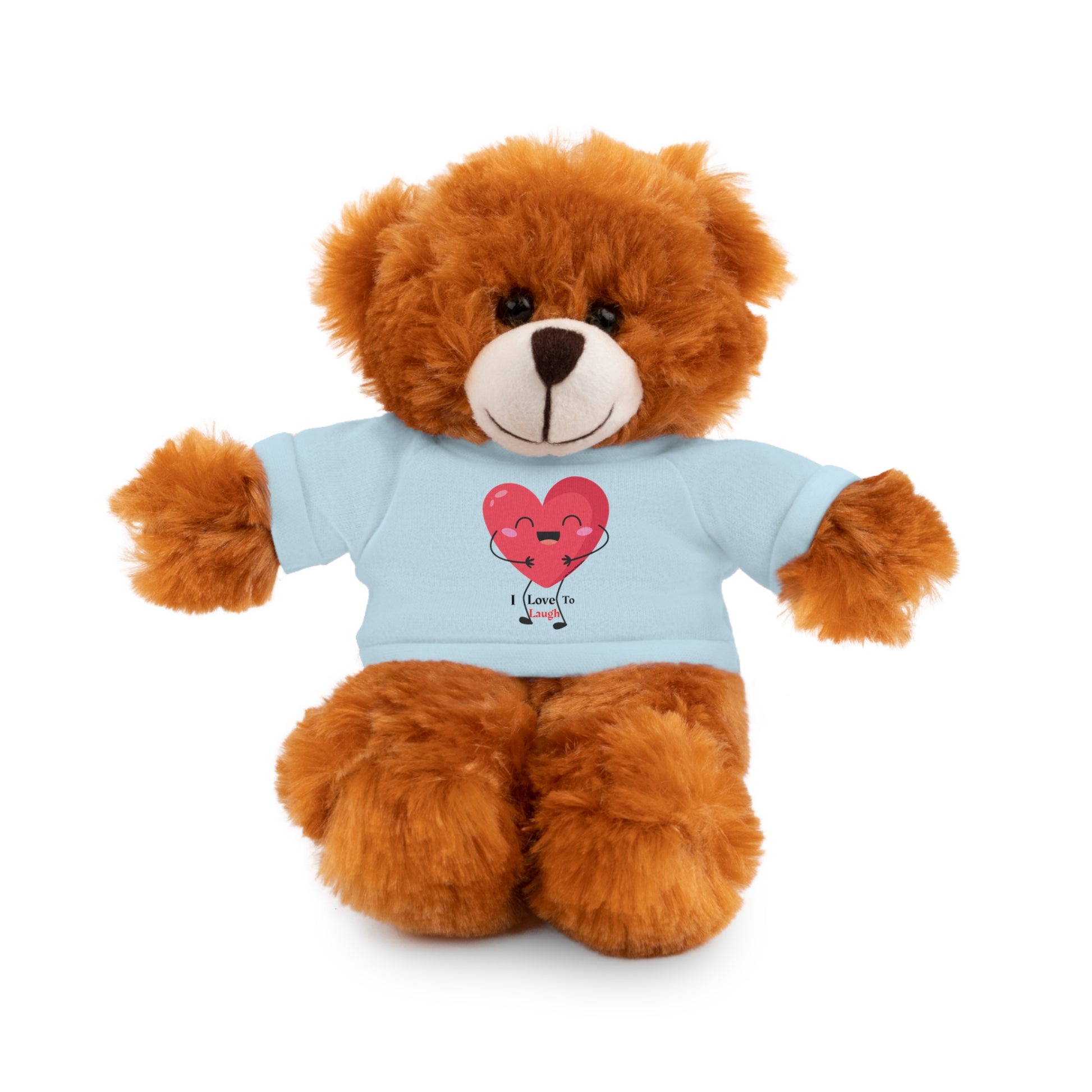 Cool Stuff Stuffies Choice of 6 Animals I Love to Laugh Heart Removable T-shirt featuring a teddy bear in a shirt, perfect for gifting and hugs.