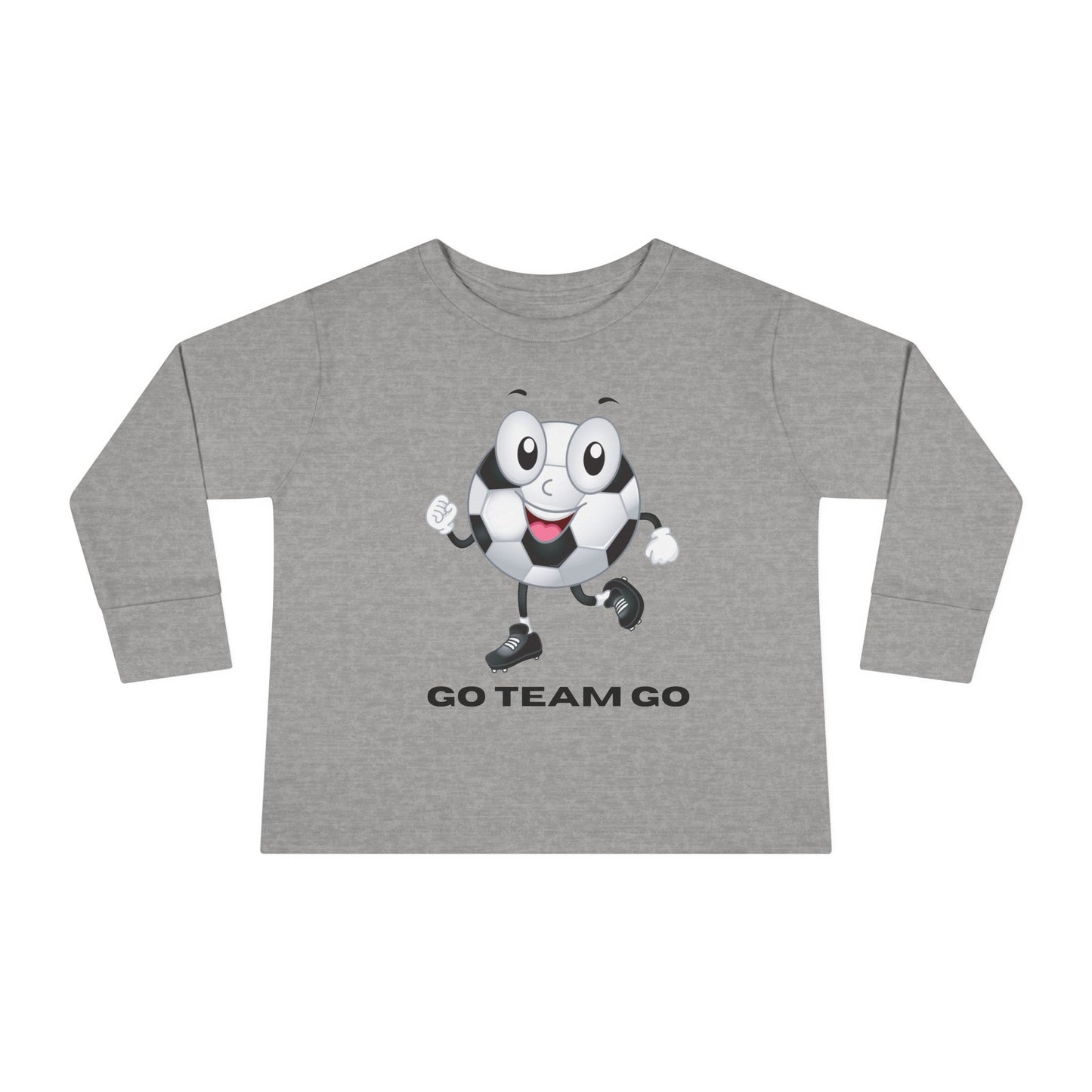 Toddler Long Sleeve Tee — 'Go Team Go' Cute Soccer Ball Kids Shirt