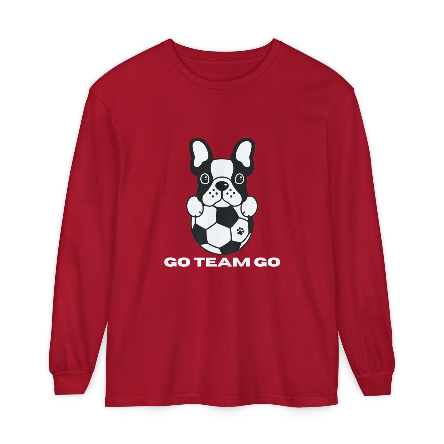 Teams Soccer Dog Adult Unisex Garment-dyed Long Sleeve T-shirt