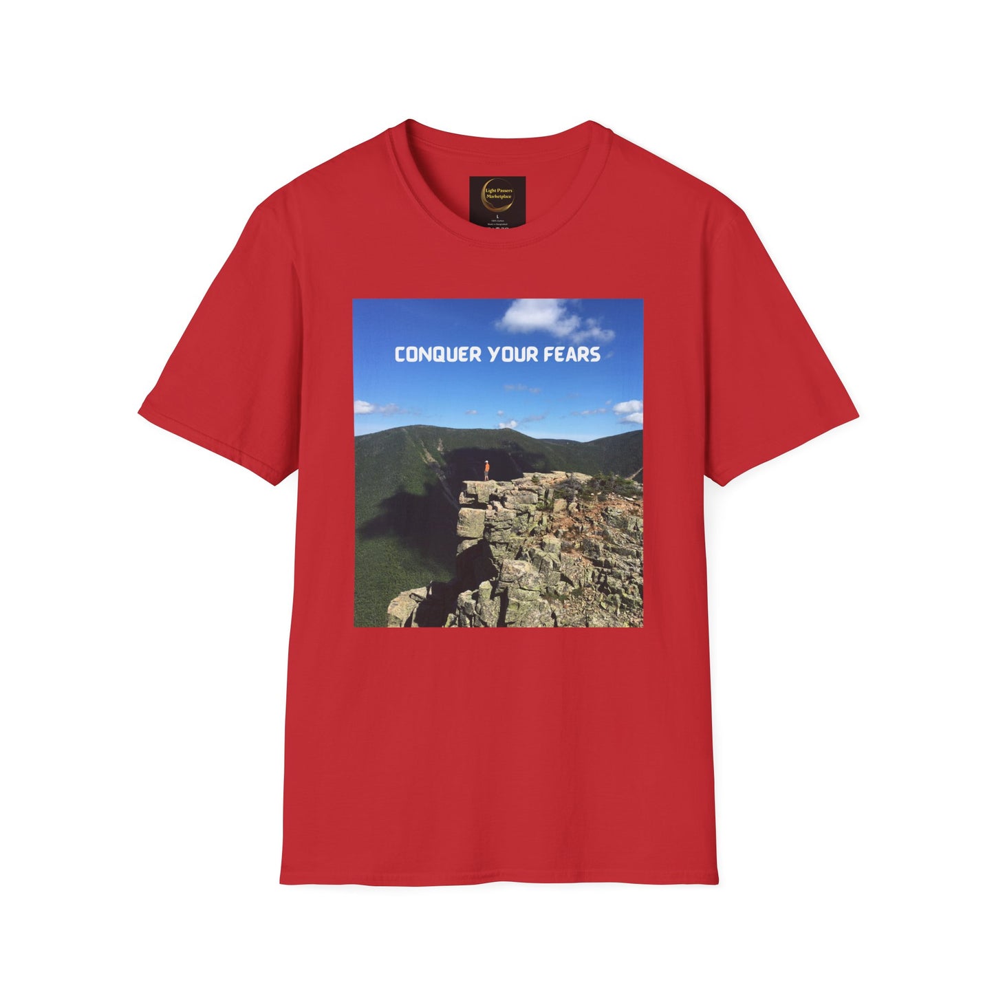 Adult Unisex T-Shirt — "Conquer Your Fears" Scenic Motivational Tee