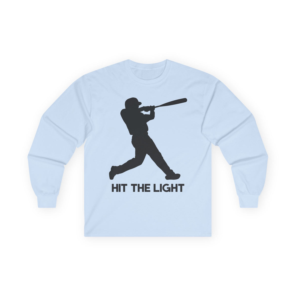 Adult Unisex Male Baseball Batter Silhouette Long Sleeve Tee — 'Hit the Light'
