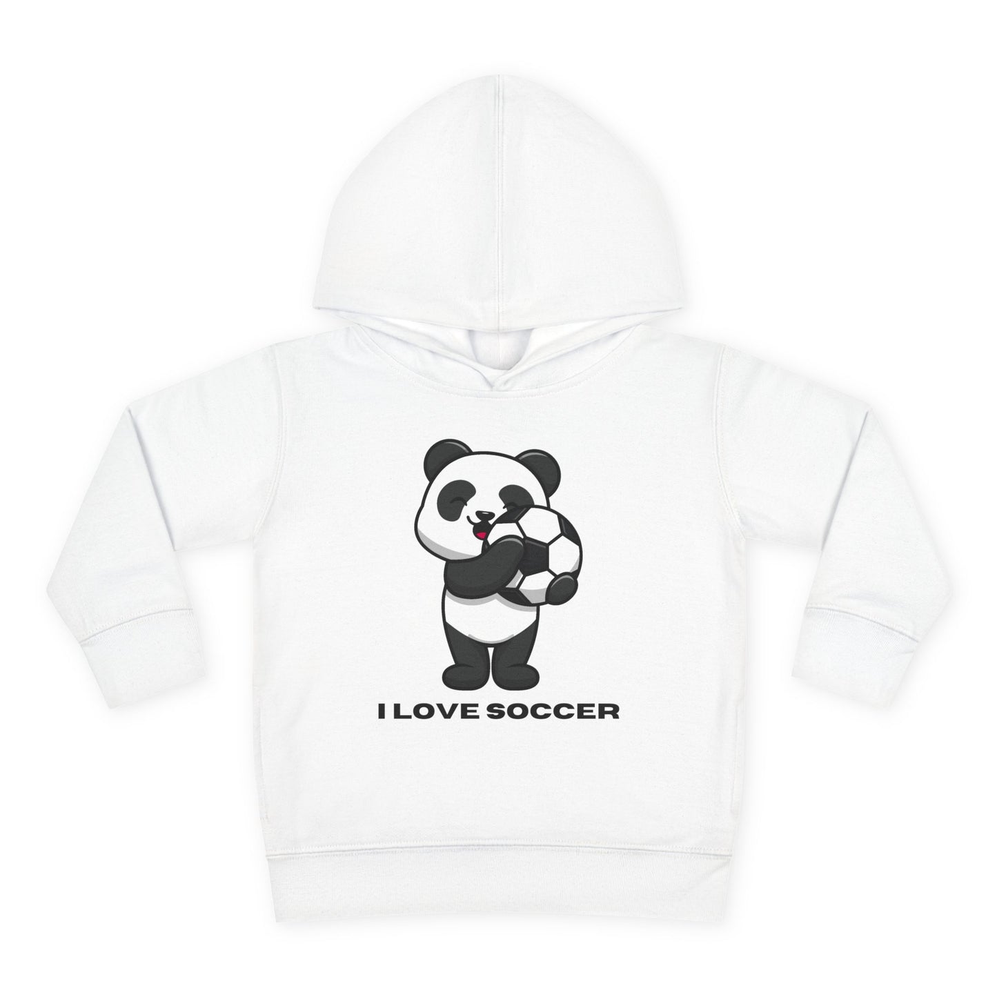 Toddler Hoodie — Cute Panda "I Love Soccer" Pullover Hoodie for Kids