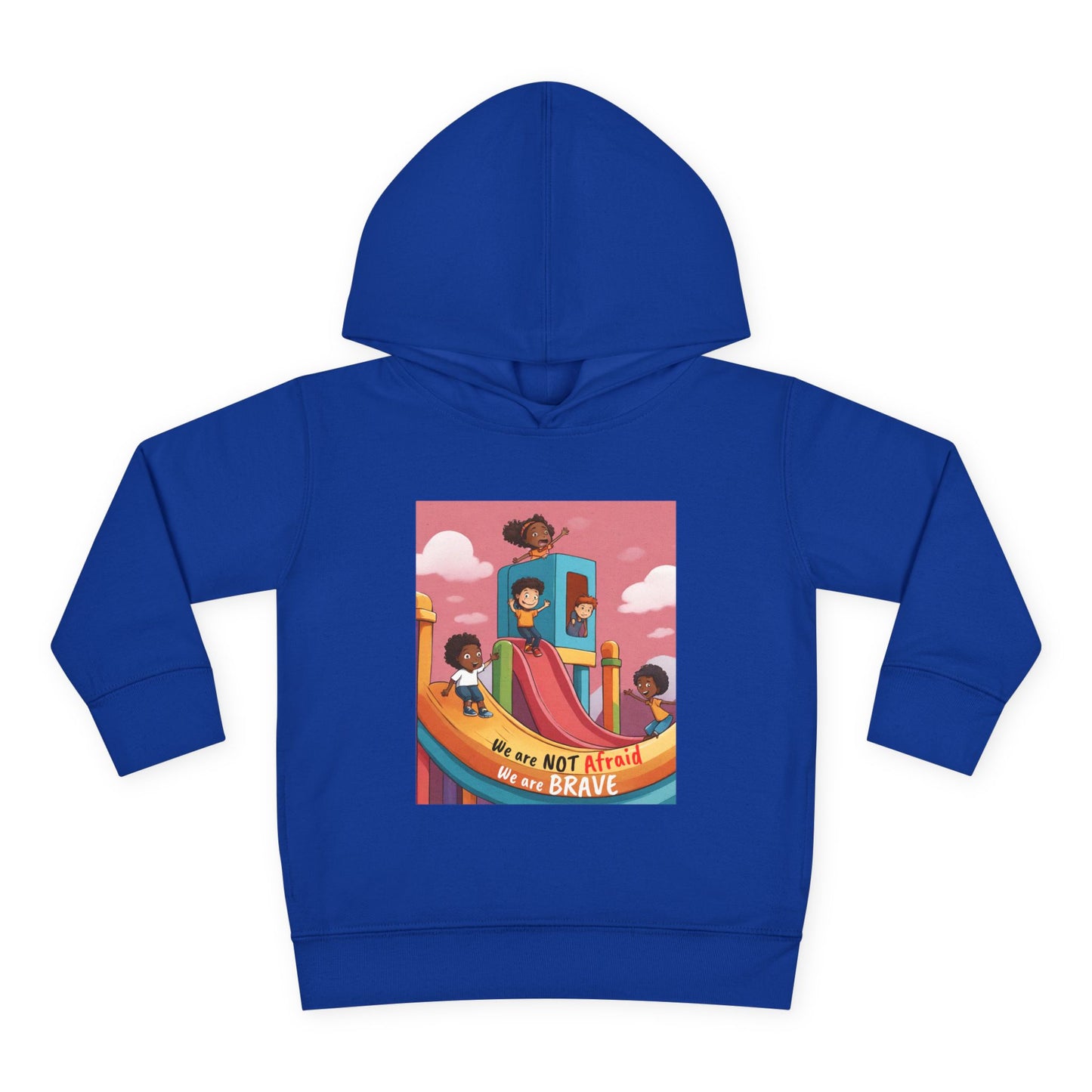 Toddler Hoodie — "We Are Not Afraid, We Are Brave" Rainbow Playground Design