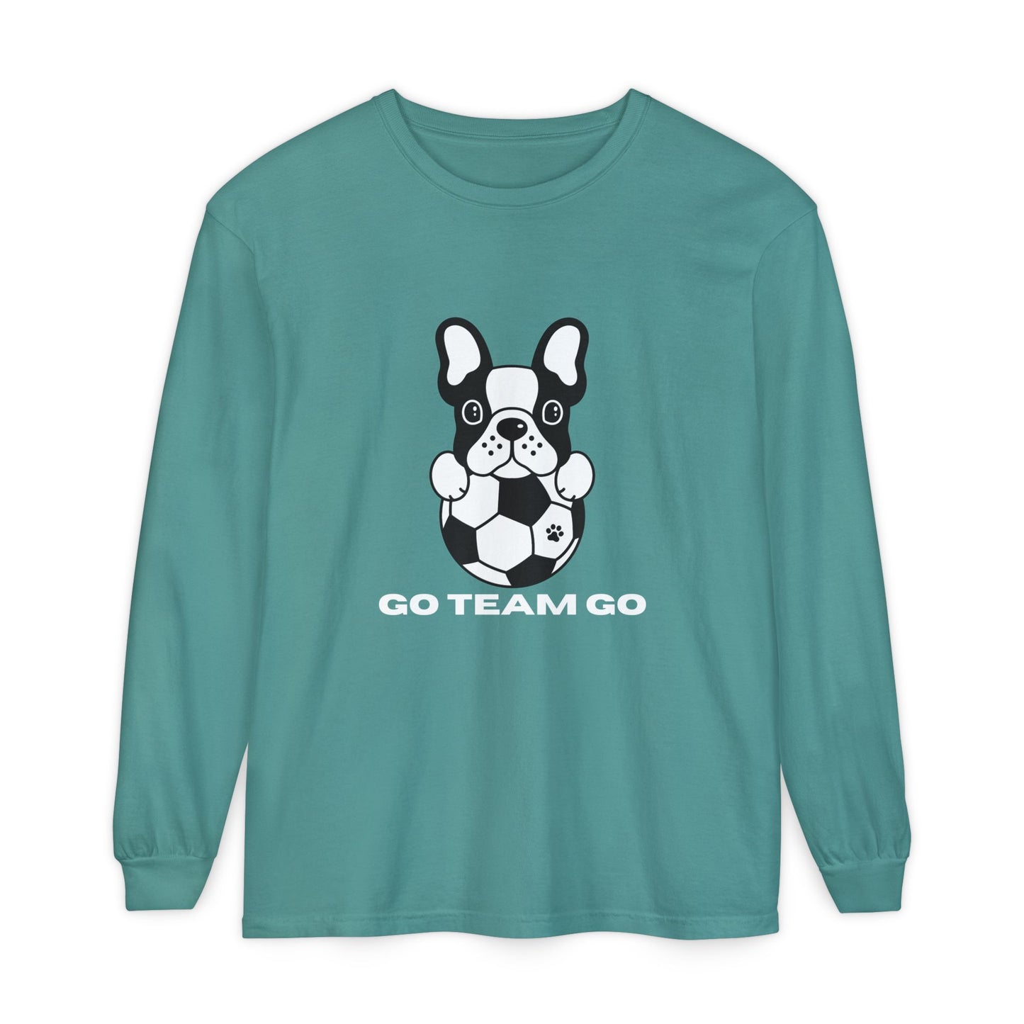 Teams Soccer Dog Adult Unisex Garment-dyed Long Sleeve T-shirt