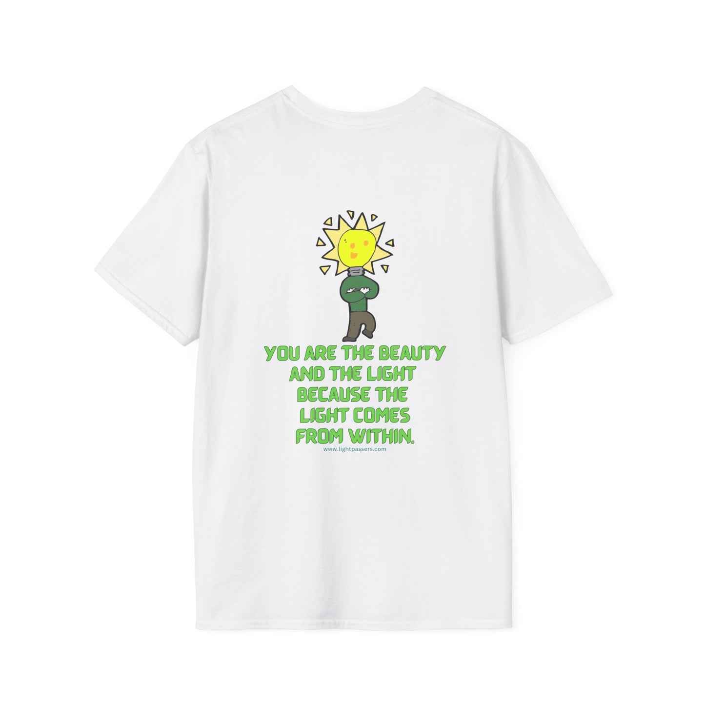 Light Passers Marketplace  You are the Beauty and the Light Cartoon Unisex Heavy Cotton T-shirt  Simple Messages, Mental Health
