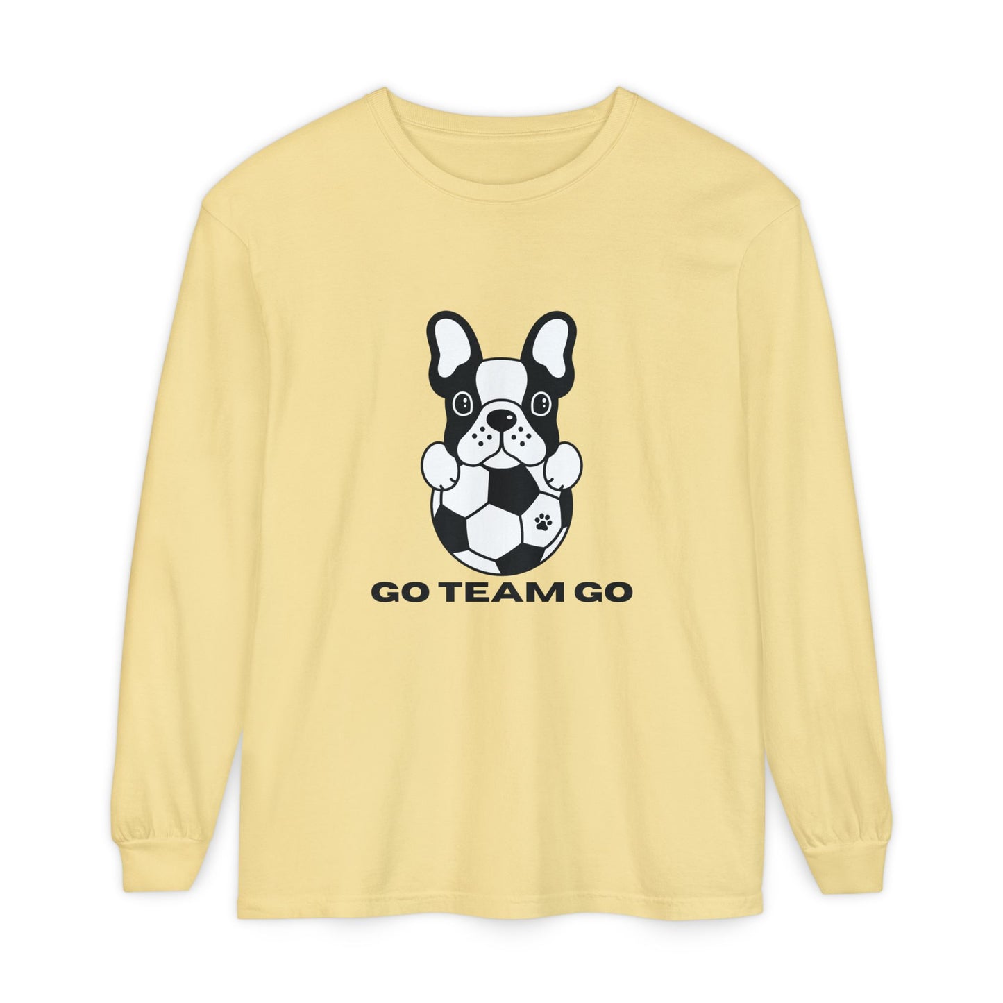 Teams Soccer Dog Adult Unisex Garment-dyed Long Sleeve T-shirt