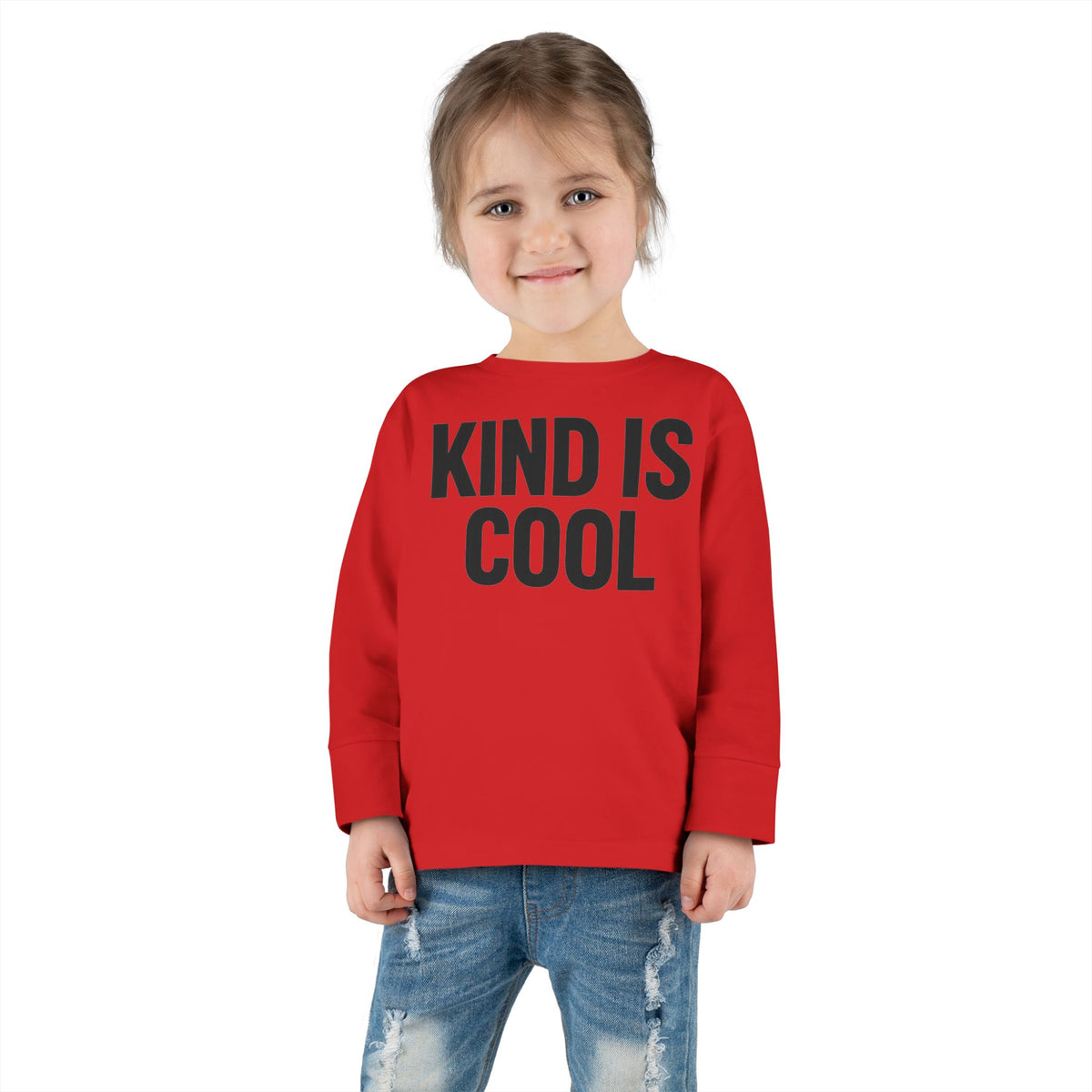 Kind Is Cool Toddler Long Sleeve Tee — Positive Kids Graphic Shirt