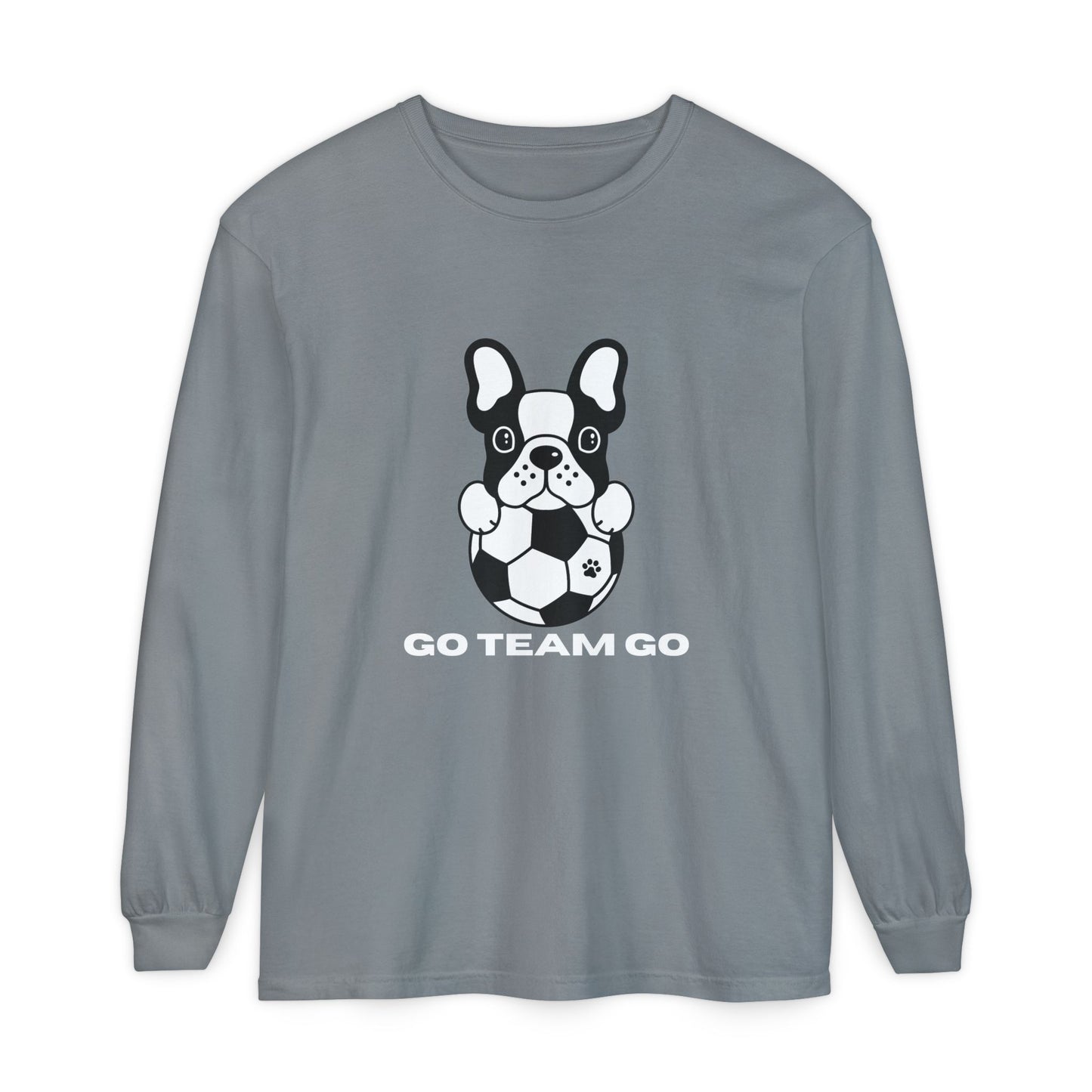 Teams Soccer Dog Adult Unisex Garment-dyed Long Sleeve T-shirt