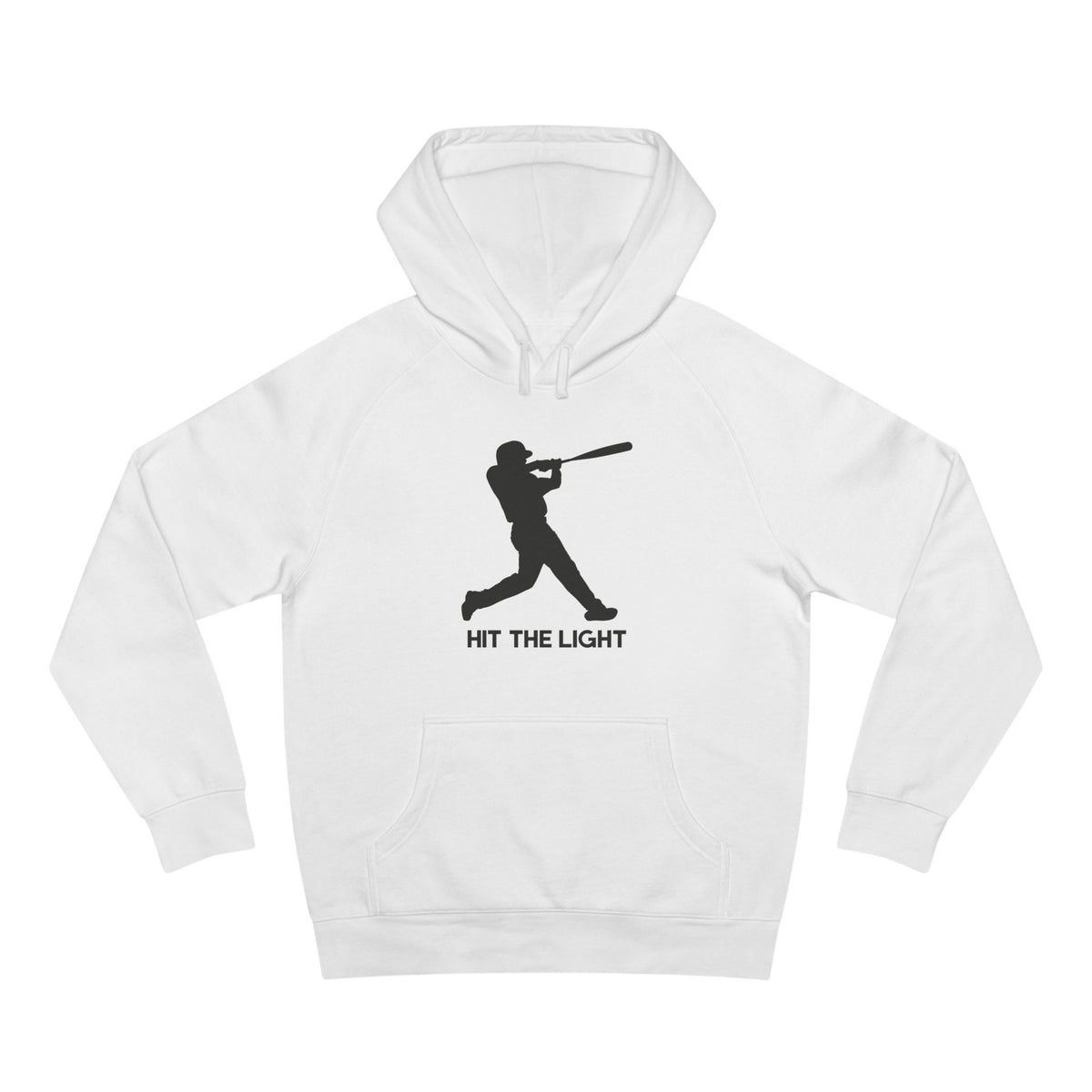Adult Unisex Baseball Hoodie — 'Hit the Light' Male Batter Silhouette Pullover