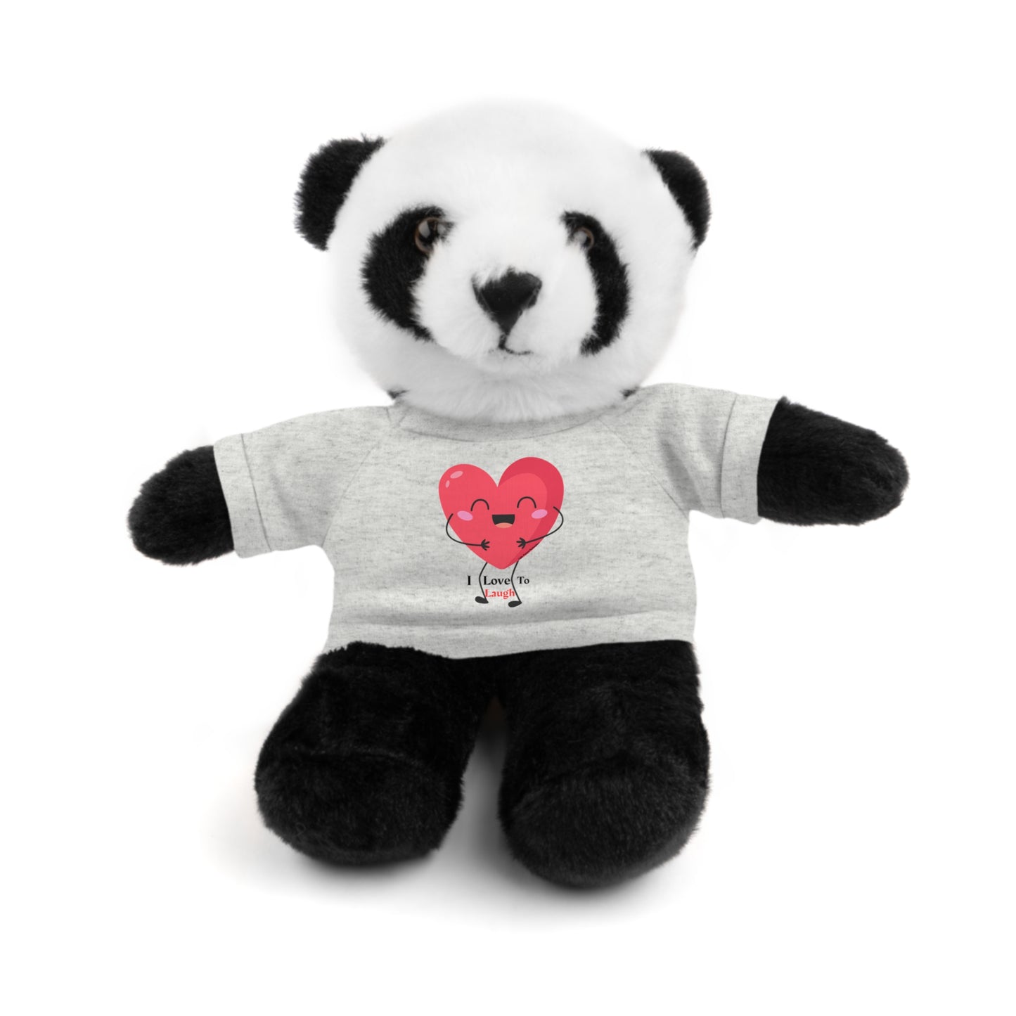 Stuffed panda bear wearing a removable I Love to Laugh shirt, part of Cool Stuff Stuffies, ideal for gifting and hugs.
