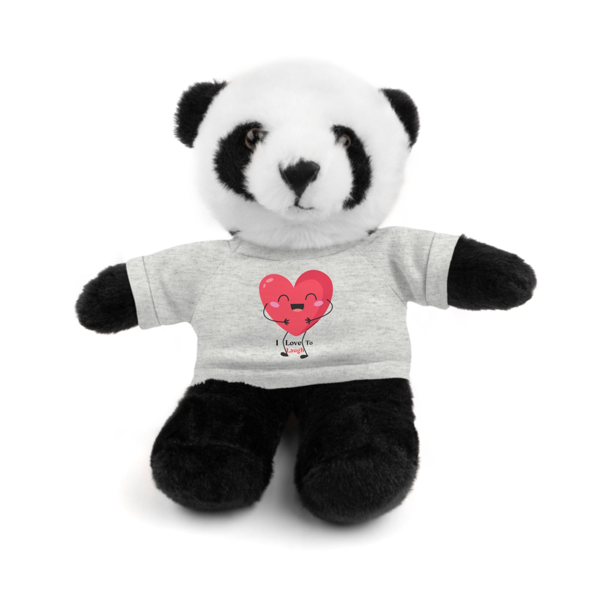 Stuffed panda bear wearing a removable I Love to Laugh shirt, part of Cool Stuff Stuffies, ideal for gifting and hugs.