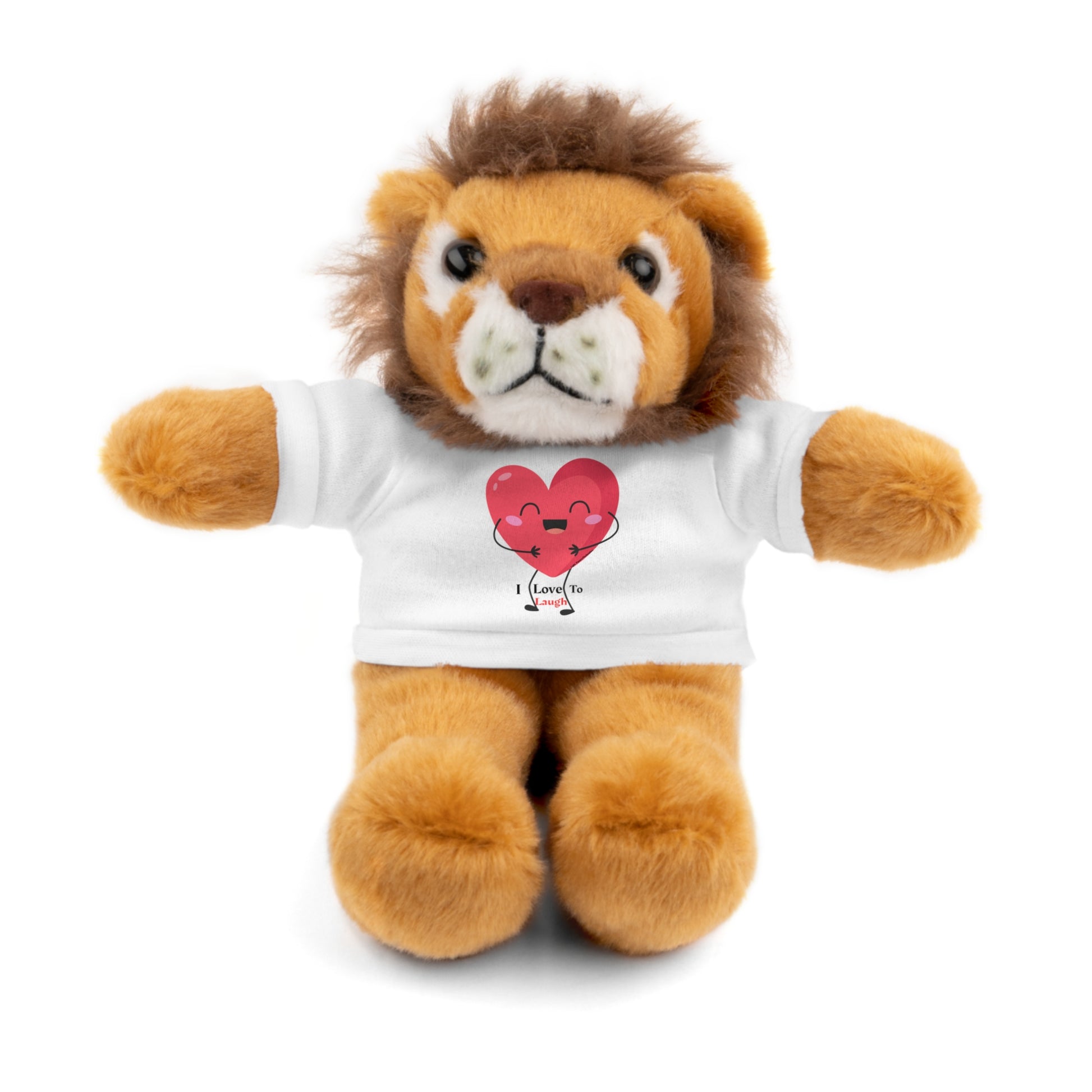 Stuffed animal wearing a removable I Love to Laugh heart t-shirt, part of the Cool Stuff Stuffies collection, offering six animal choices.