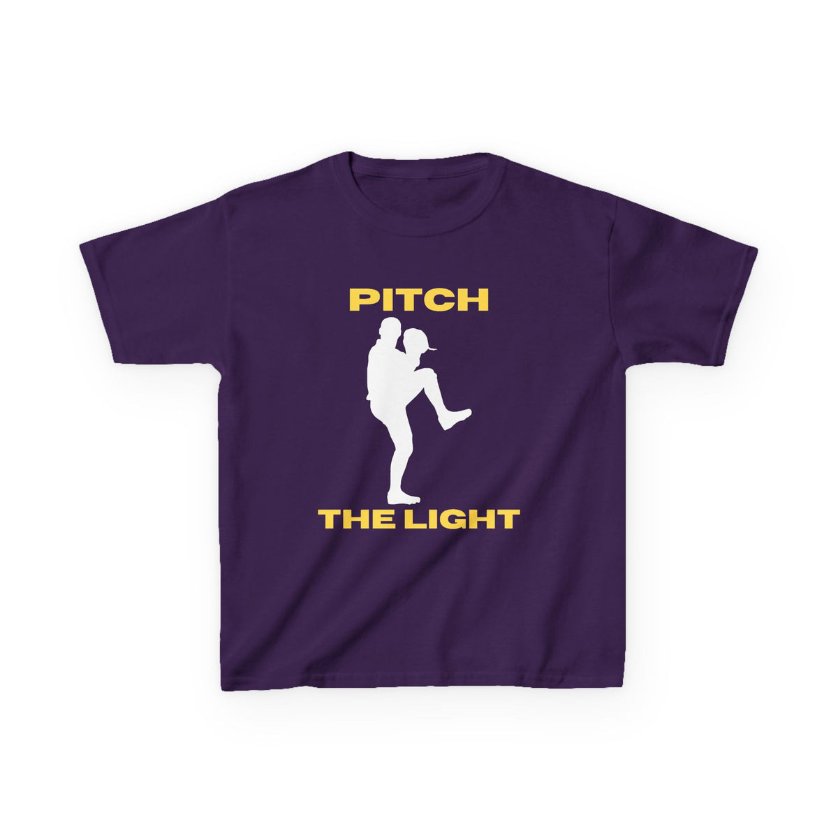 Kids/Youth 'Pitch the Light' Yellow text Baseball Tee
