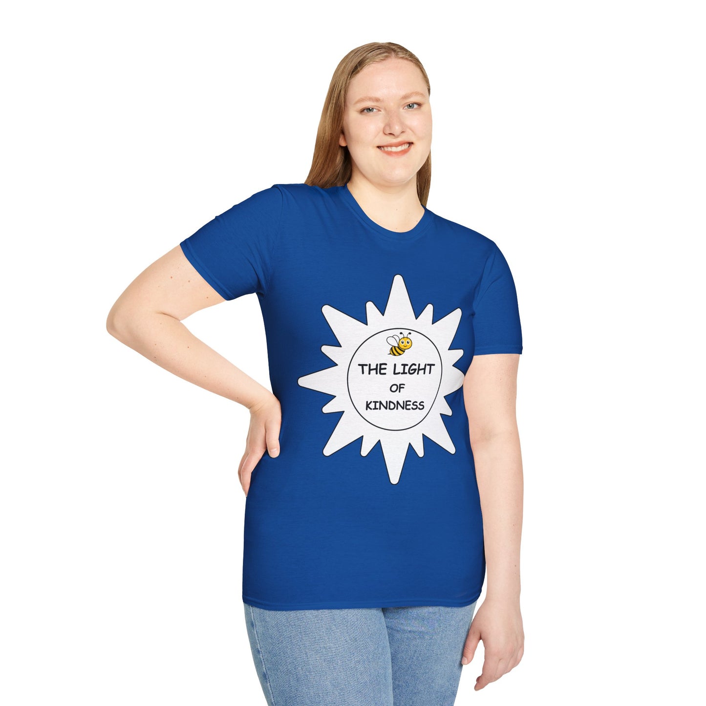 Adult Unisex Kindness Bee T-Shirt — "The Light of Kindness" Sun Graphic Tee